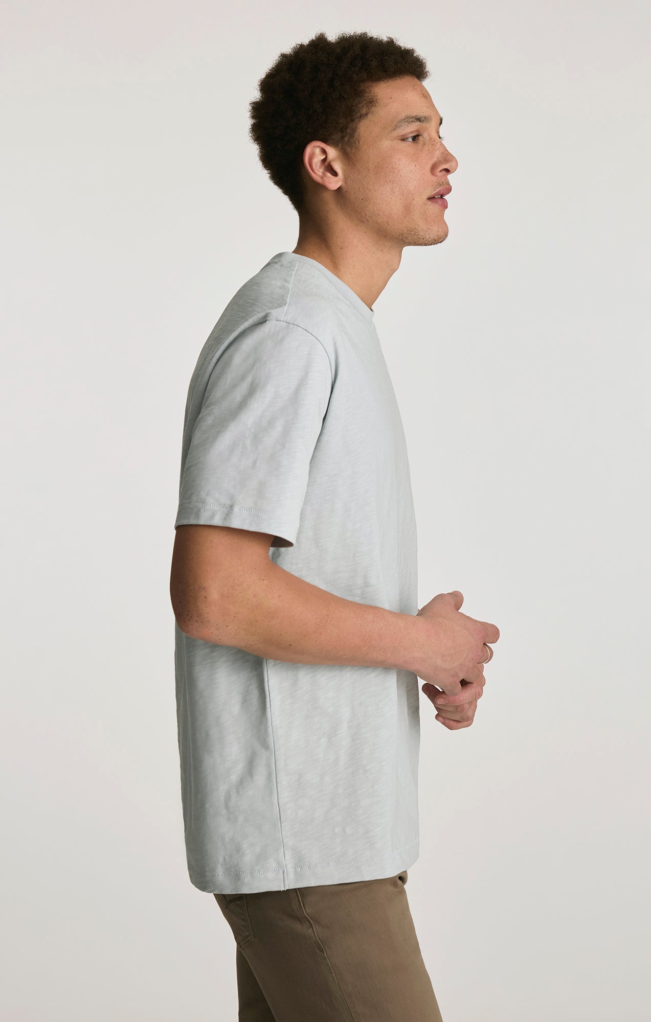 SLUB CREW NECK T-SHIRT IN PEARL BLUE - Mavi Jeans