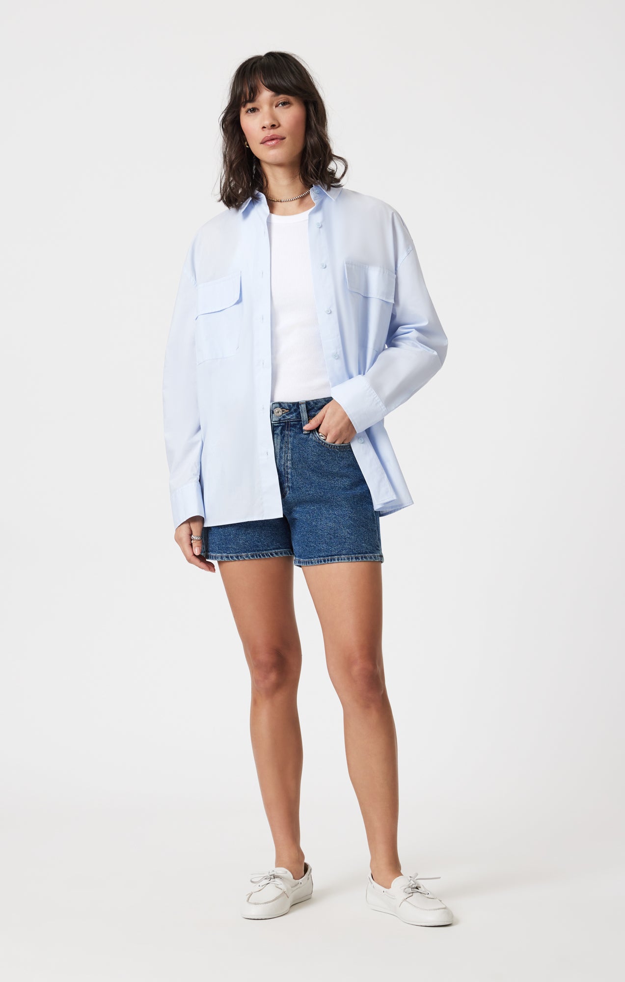 Mavi Women's Heidi Straight Leg Shorts In Dark Shaded 90's – Mavi