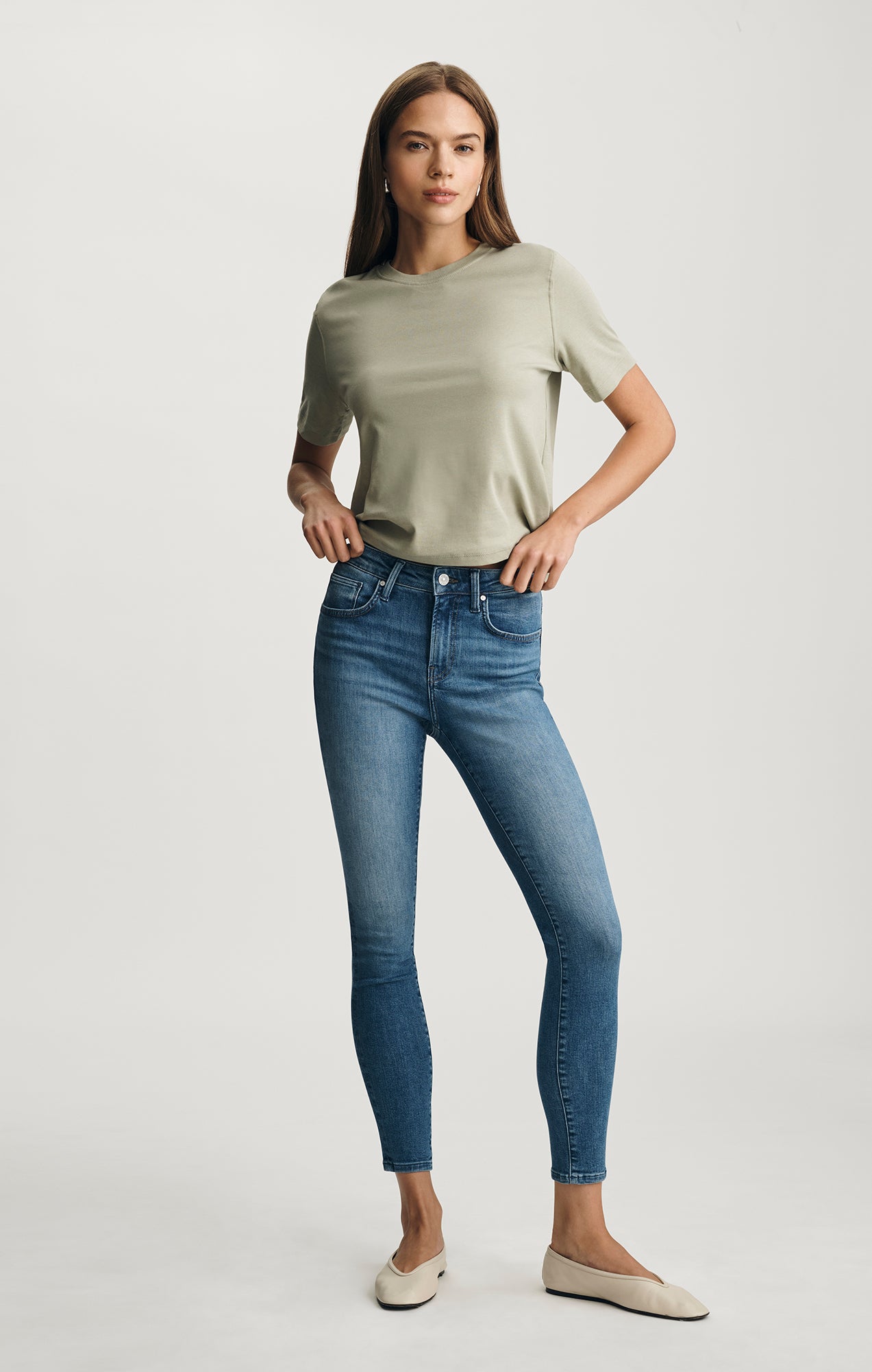 TESS SKINNY IN MID BRUSHED FLEX BLUE - Mavi Jeans
