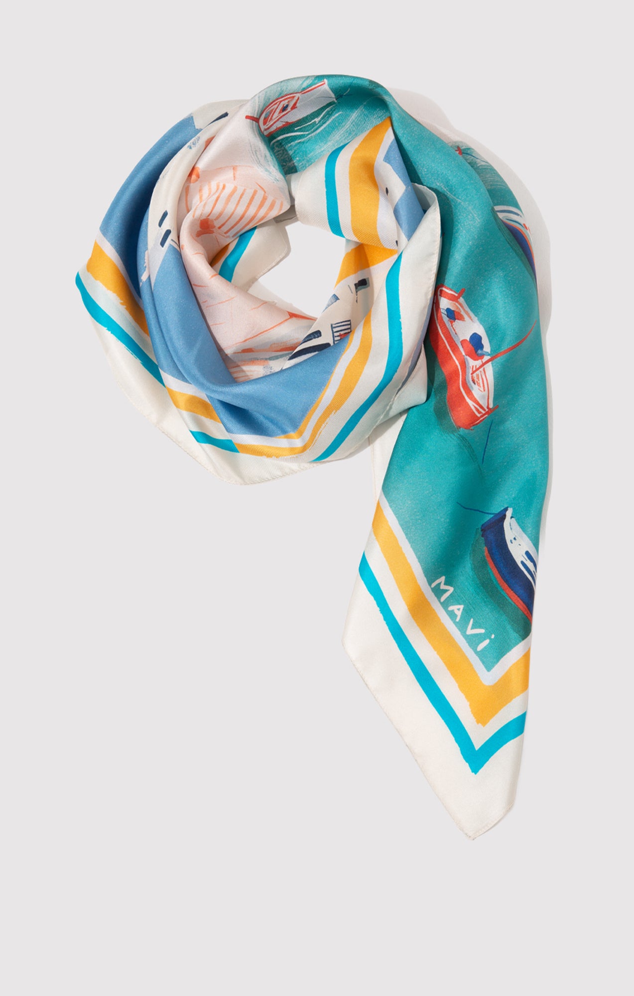 MEDIUM SILK SEASIDE BANDANA IN CORAL - Mavi Jeans