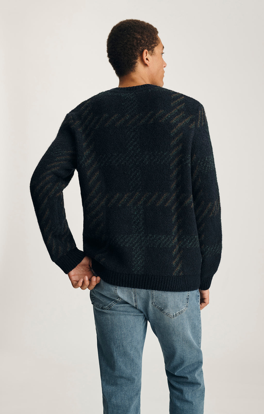 JACQUARD SWEATER IN BLACK IRIS