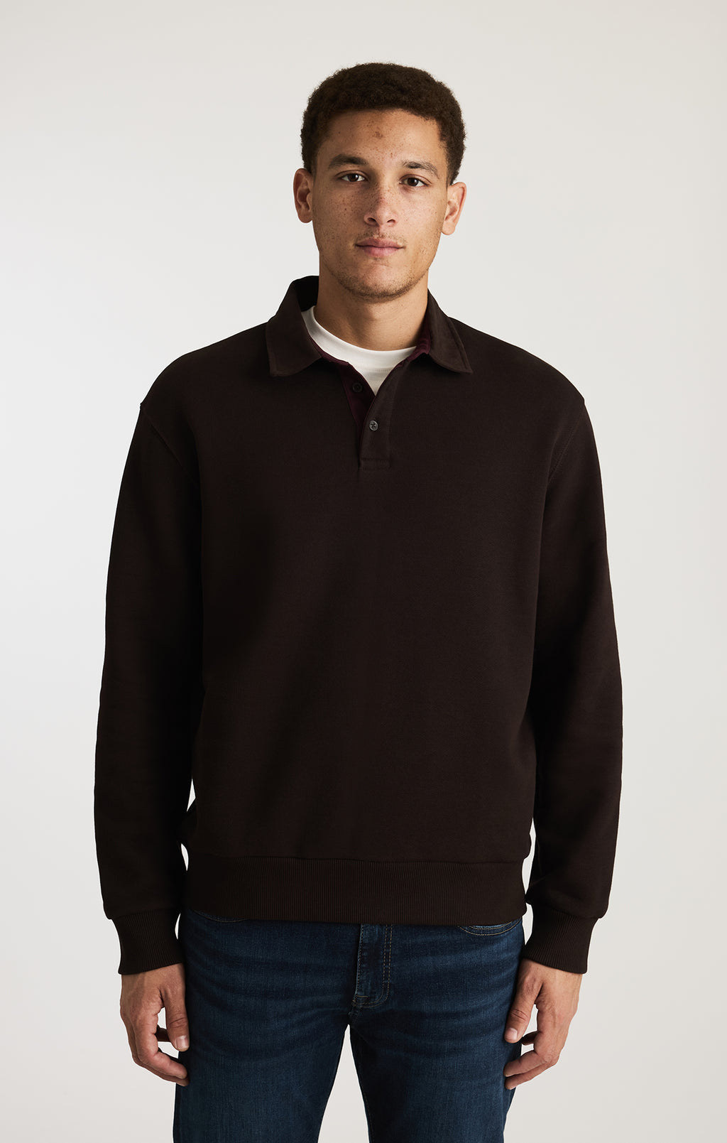 EDITION WOOL POLO SWEATER IN GANACHE