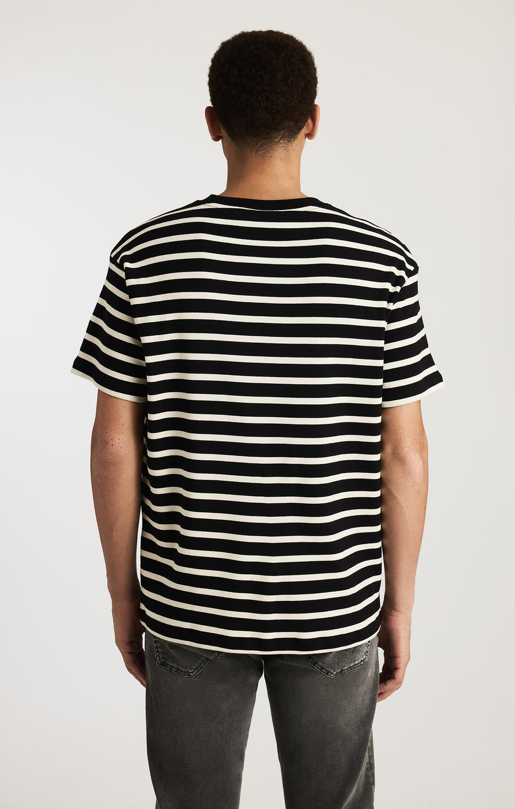 STRIPED SHORT SLEEVE CREW NECK T-SHIRT IN ANTIQUE WHITE
