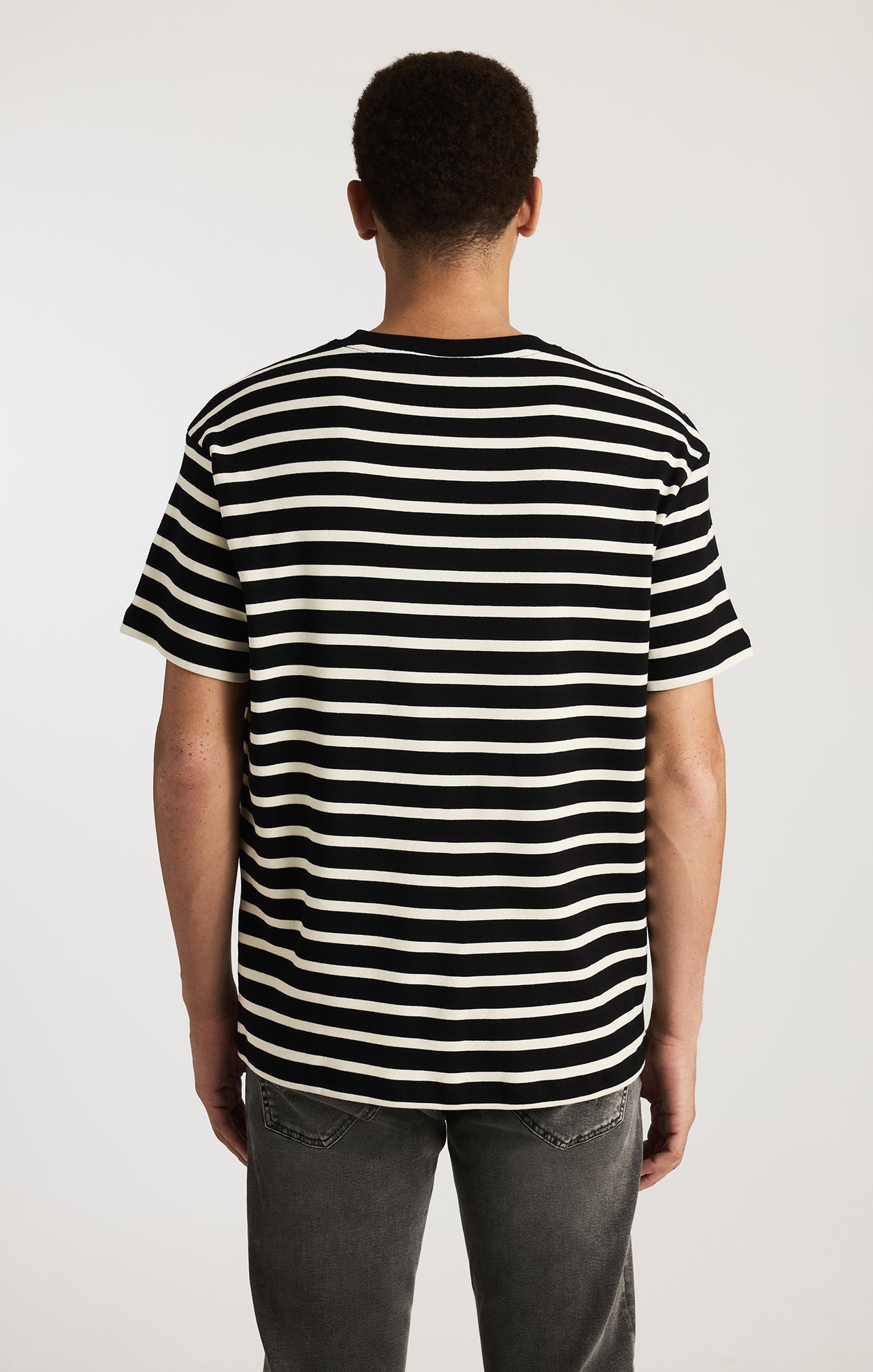 STRIPED SHORT SLEEVE CREW NECK T-SHIRT IN ANTIQUE WHITE