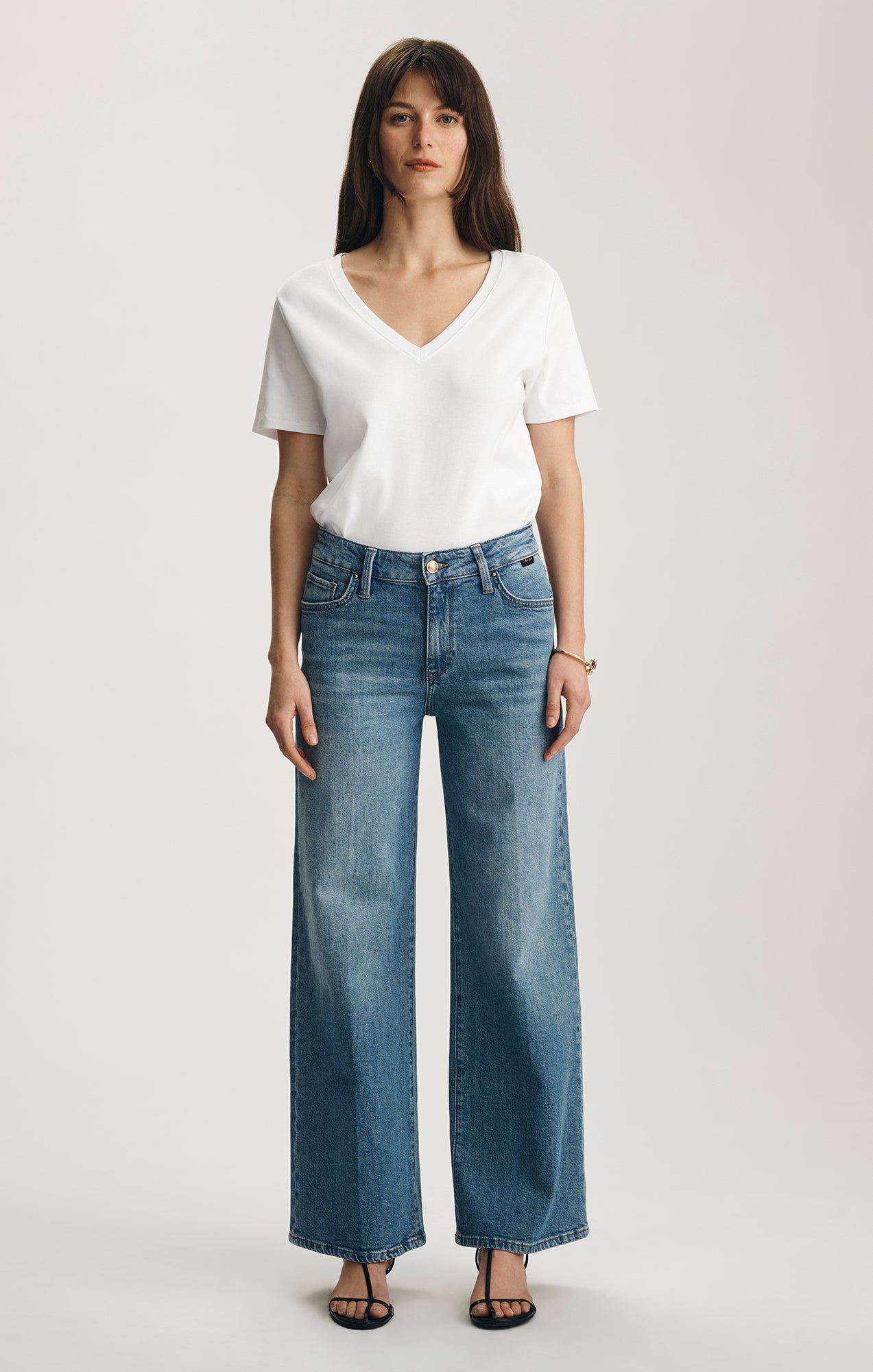 PALOMA WIDE LEG IN MID BRUSHED GOLD PREMIUM - Mavi Jeans