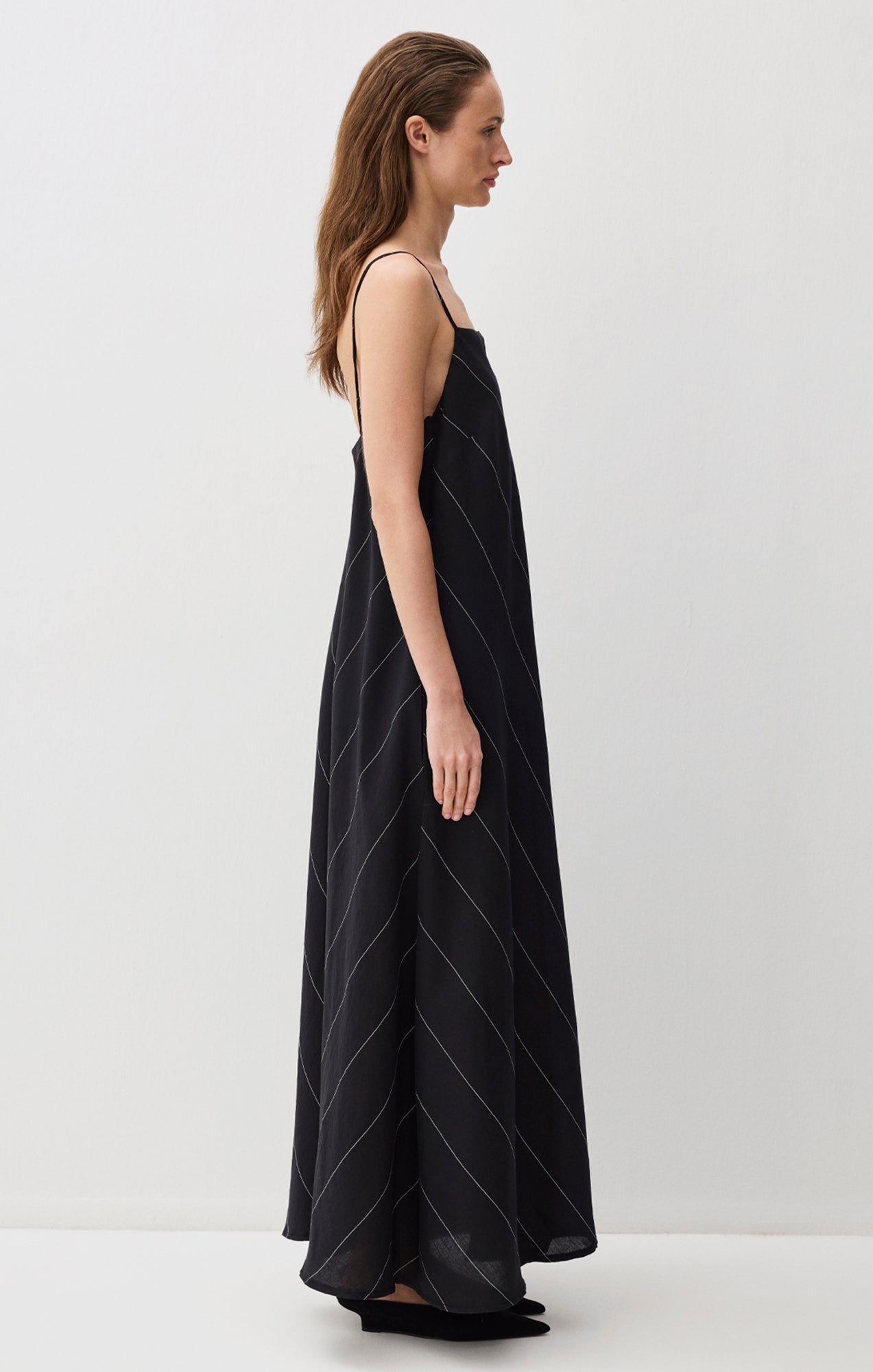 CAMI STRAP MAXI DRESS IN BLACK BEIGE STRIPE - Mavi Jeans