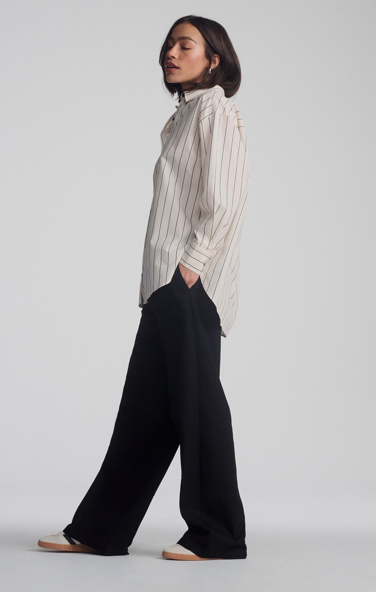 LONG SLEEVE BUTTON-UP SHIRT IN ANTRASIT STRIPE - Mavi Jeans