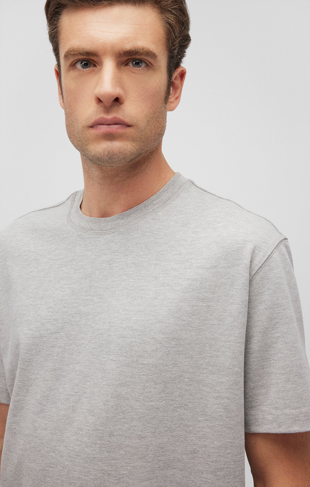 SHORT SLEEVE T-SHIRT IN LIGHT GREY MELANGE - Mavi Jeans