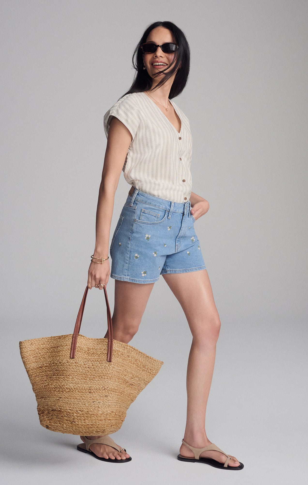 HEIDI SHORTS IN MID FLOWER DENIM - Mavi Jeans