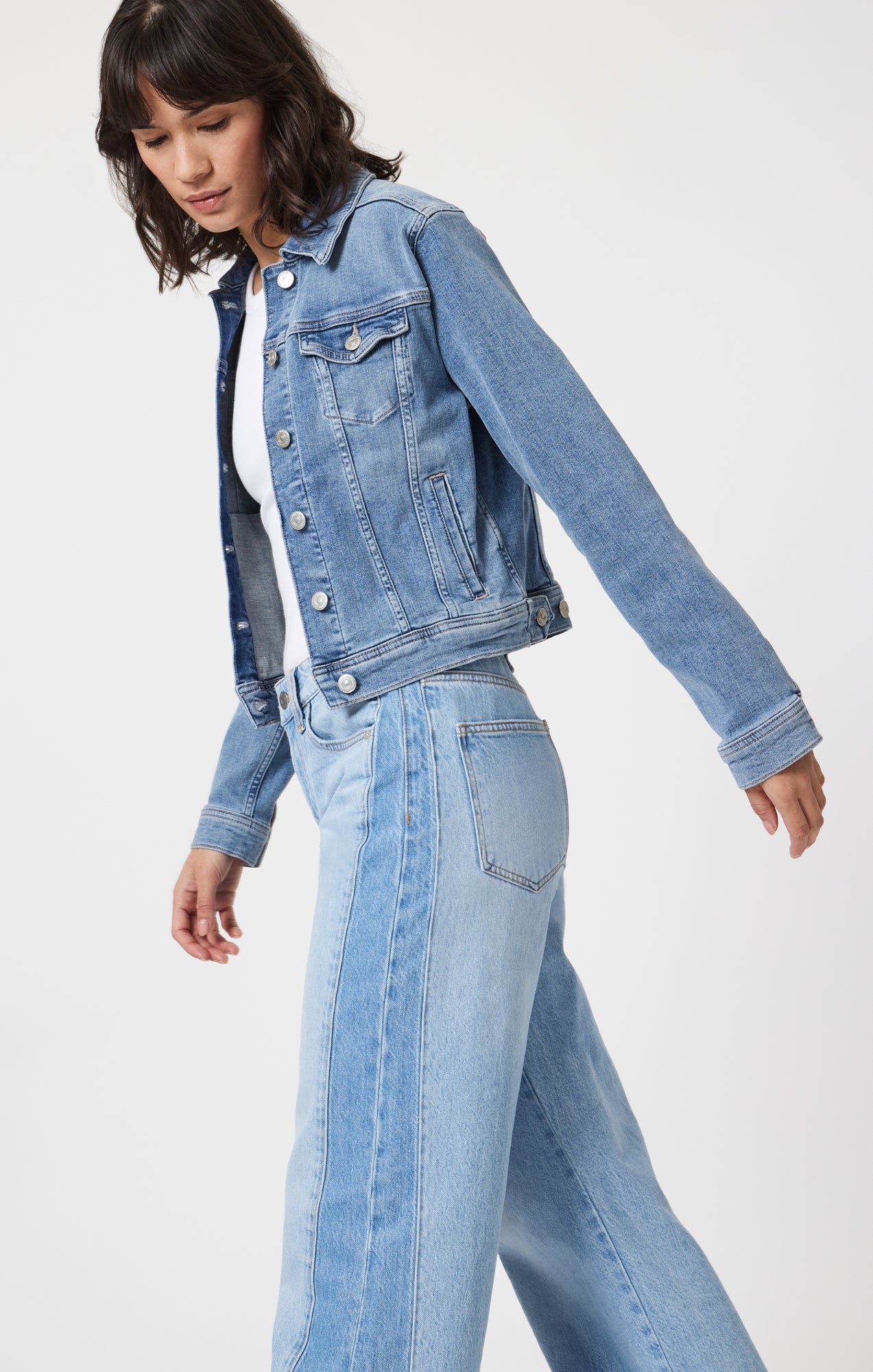SEE SEE(シーシー) DENIM JACKET BLUE Mavi Women's Cecilia Denim Jacket In Light Brushed Flex Blue