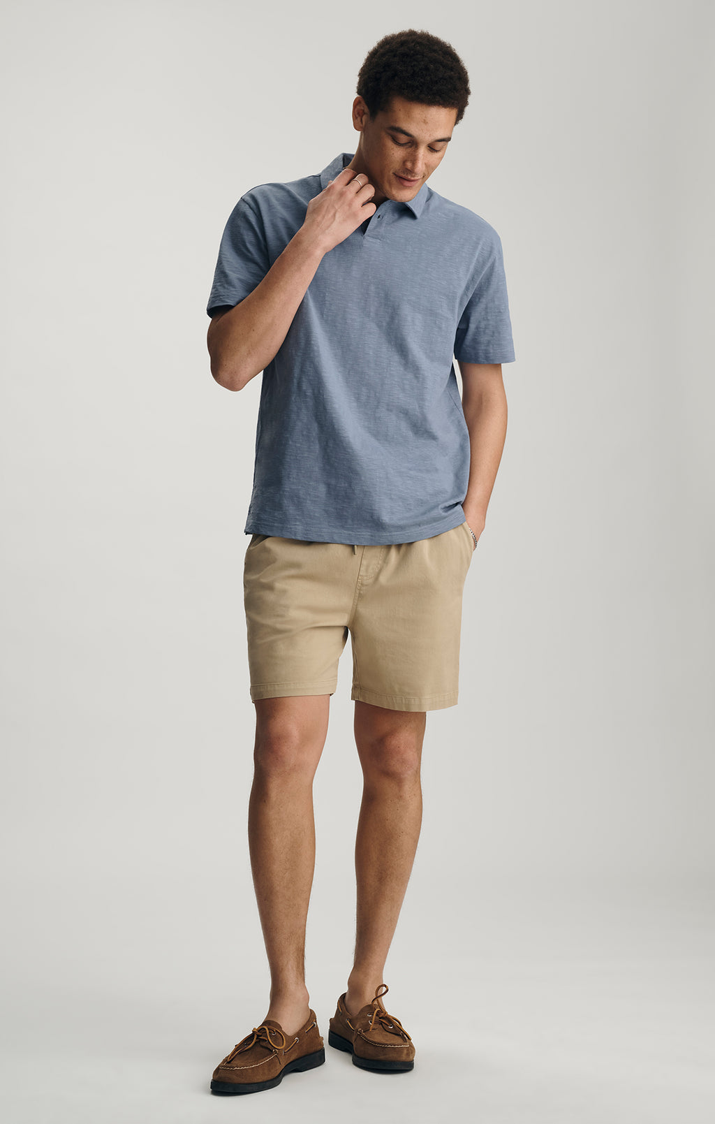 SLUB POLO T-SHIRT IN FLINT STONE - Mavi Jeans