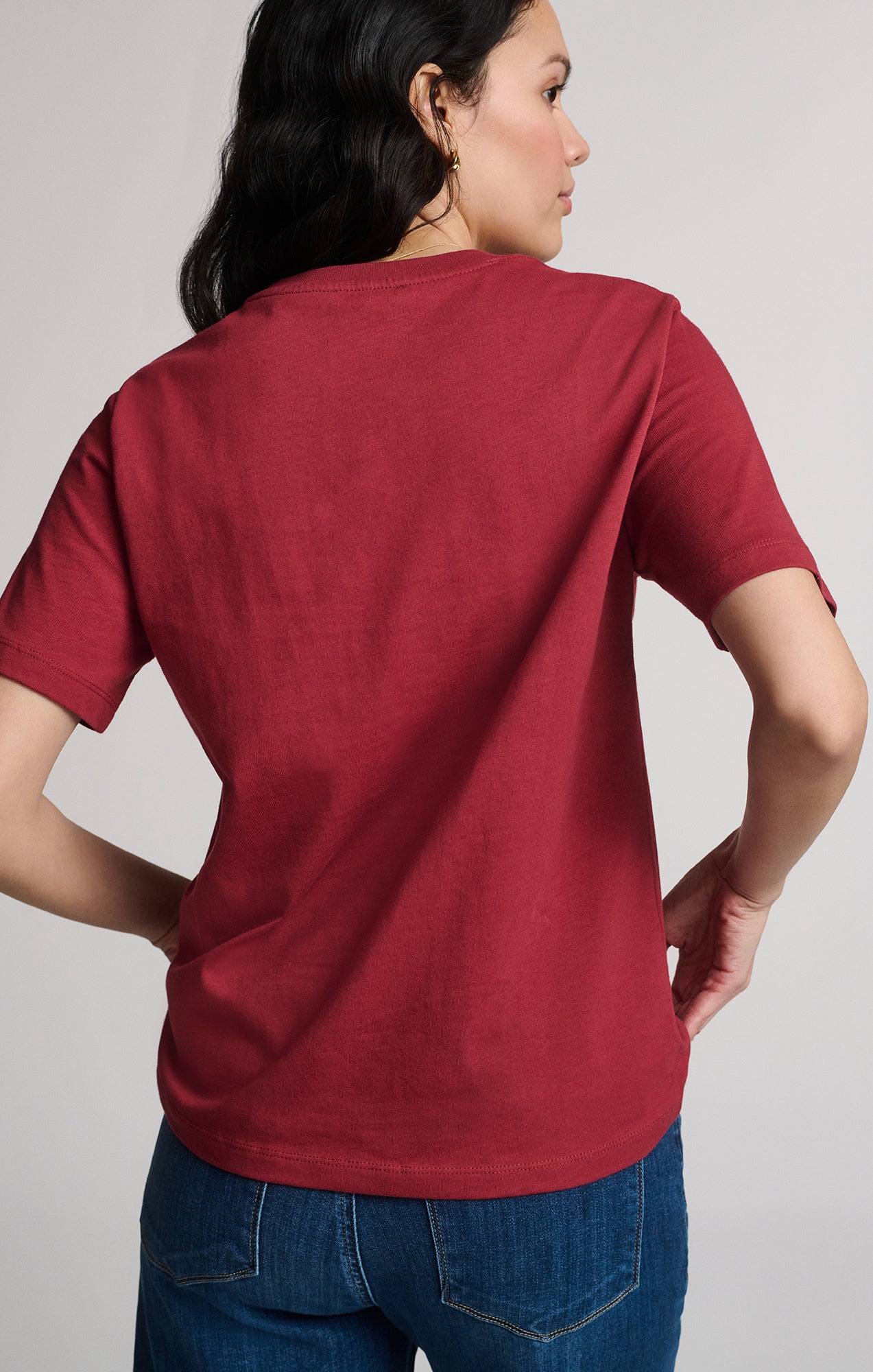 SHORT SLEEVE CREW NECK T-SHIRT IN RED OCHRE - Mavi Jeans