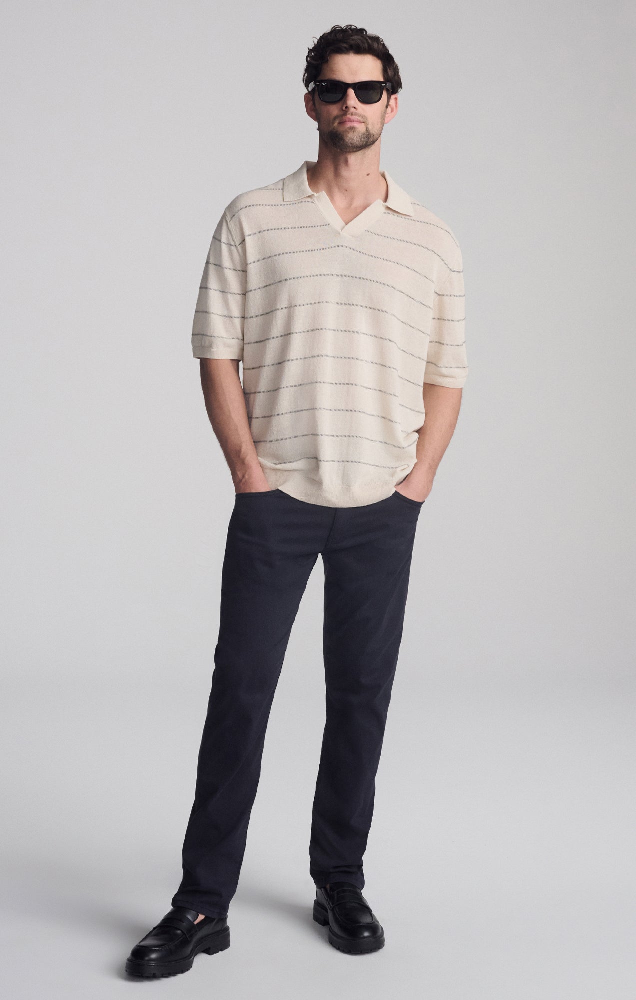 Mavi Men's Polo Collar Short Sleeve Sweater In Antique White