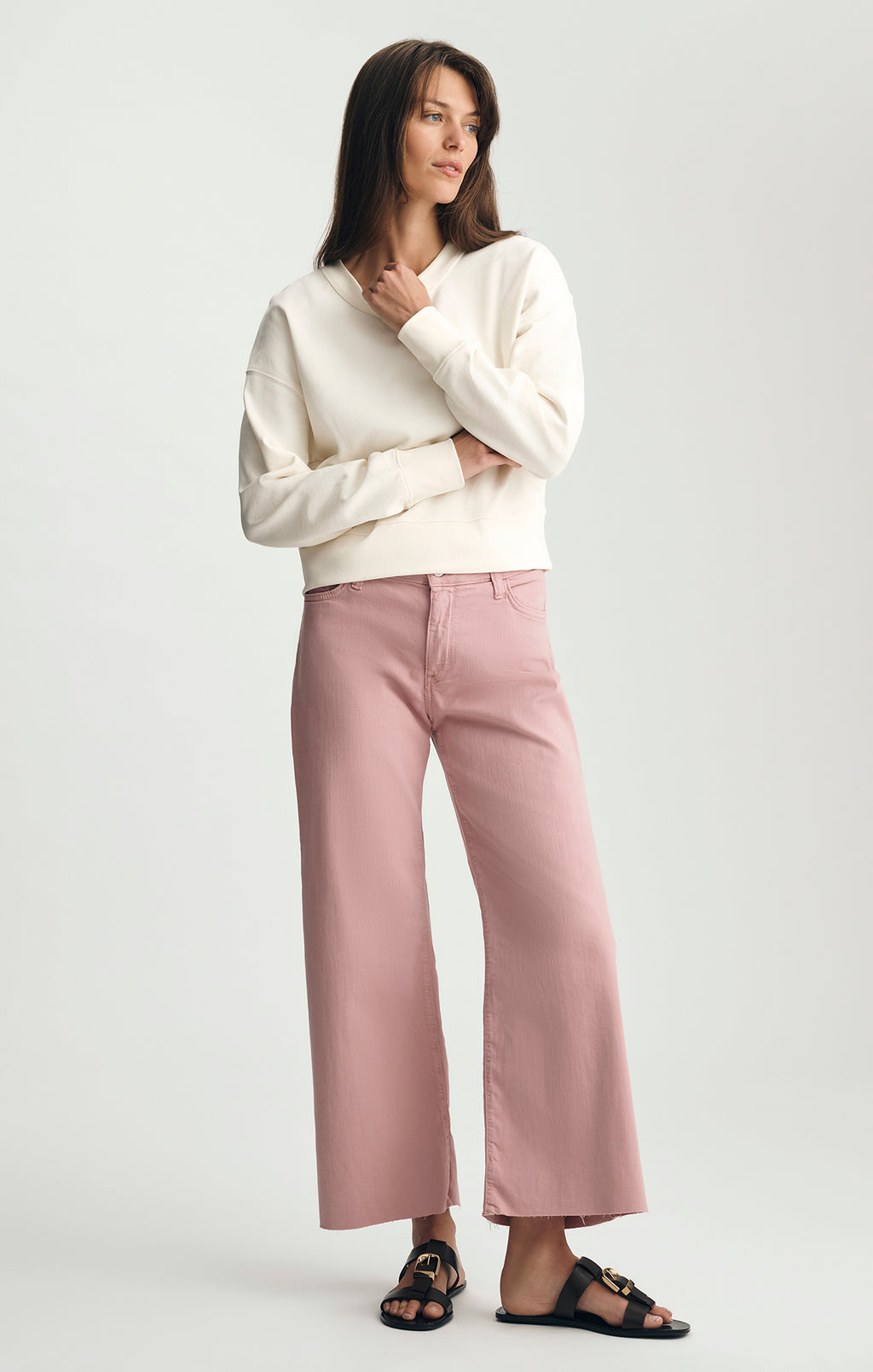 V-STITCH CREW NECK SWEATSHIRT IN WHISPER WHITE - Mavi Jeans