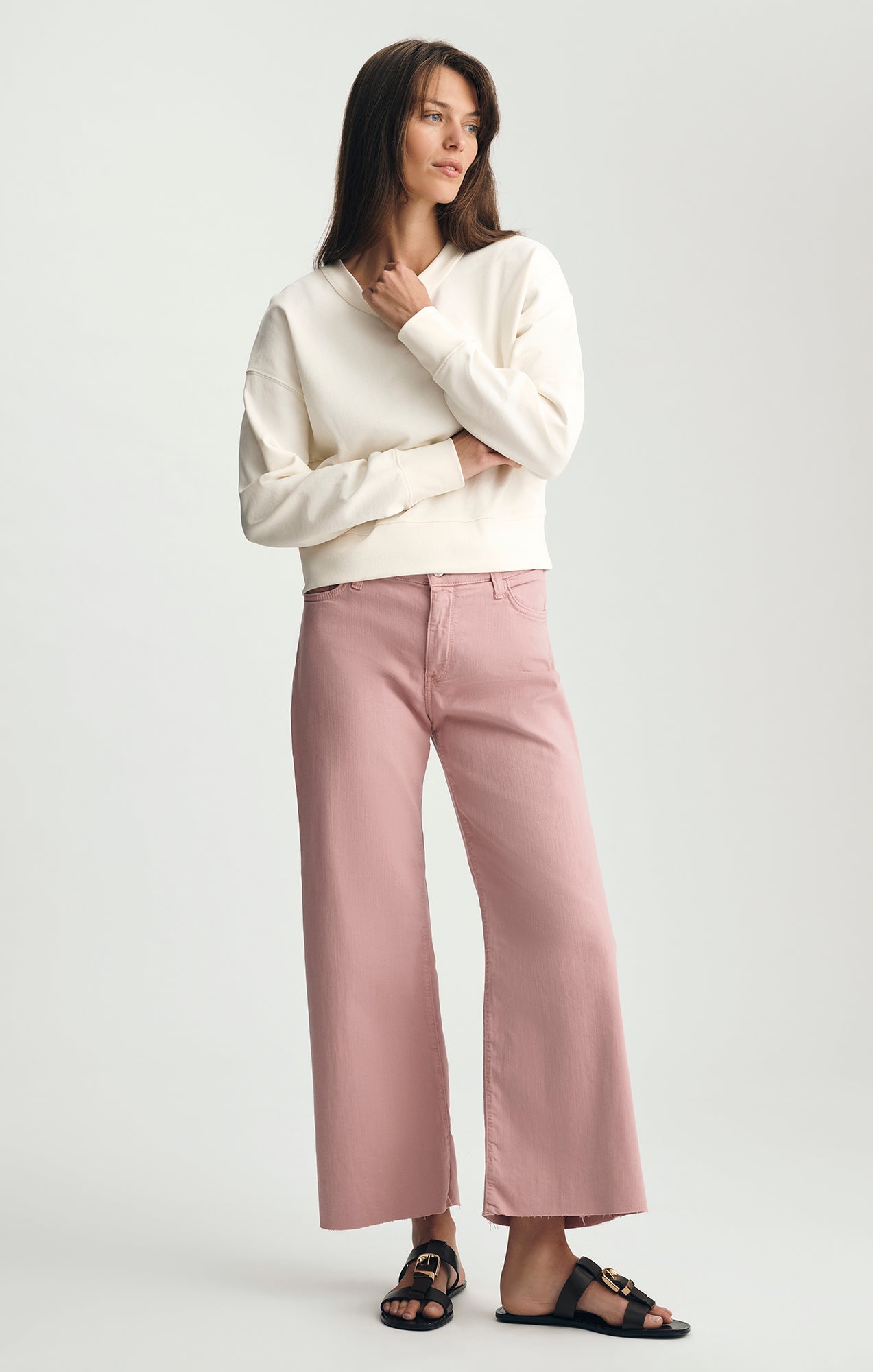 V-STITCH CREW NECK SWEATSHIRT IN WHISPER WHITE - Mavi Jeans