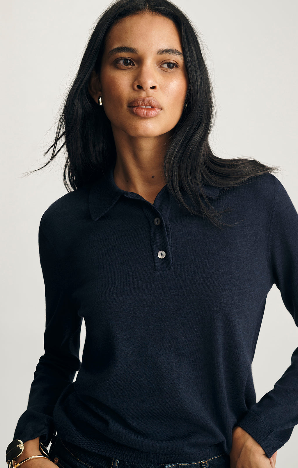 EDITION WOOL POLO SWEATER IN NAVY BLAZER - Mavi Jeans