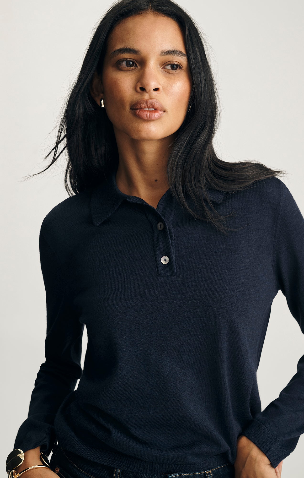 EDITION WOOL POLO SWEATER IN NAVY BLAZER
