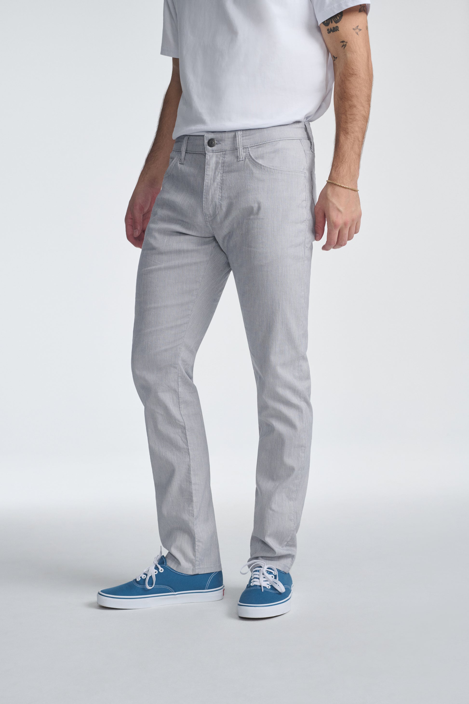 JAKE SLIM LEG IN GREY LINEN STRIPE - Mavi Jeans