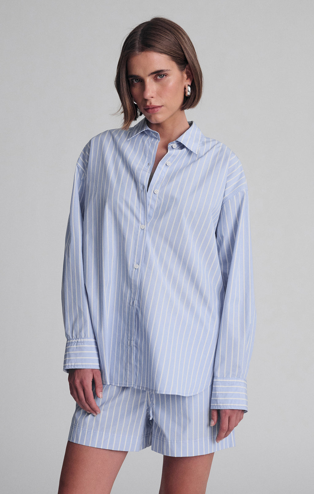 LONG SLEEVE BUTTON-UP SHIRT IN BLUE STRIPE - Mavi Jeans