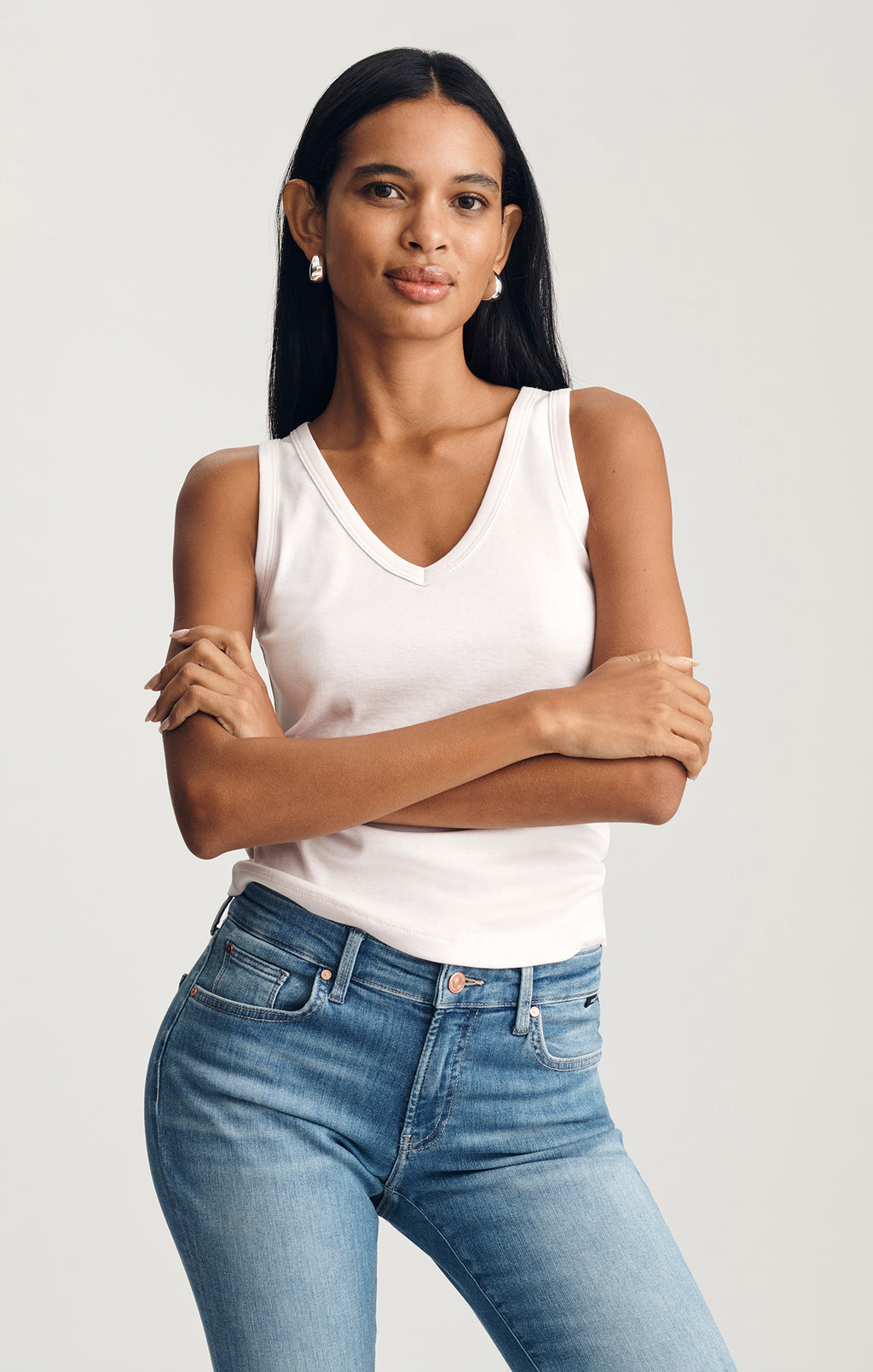 V-NECK TANK TOP IN ORCHID ICE - Mavi Jeans