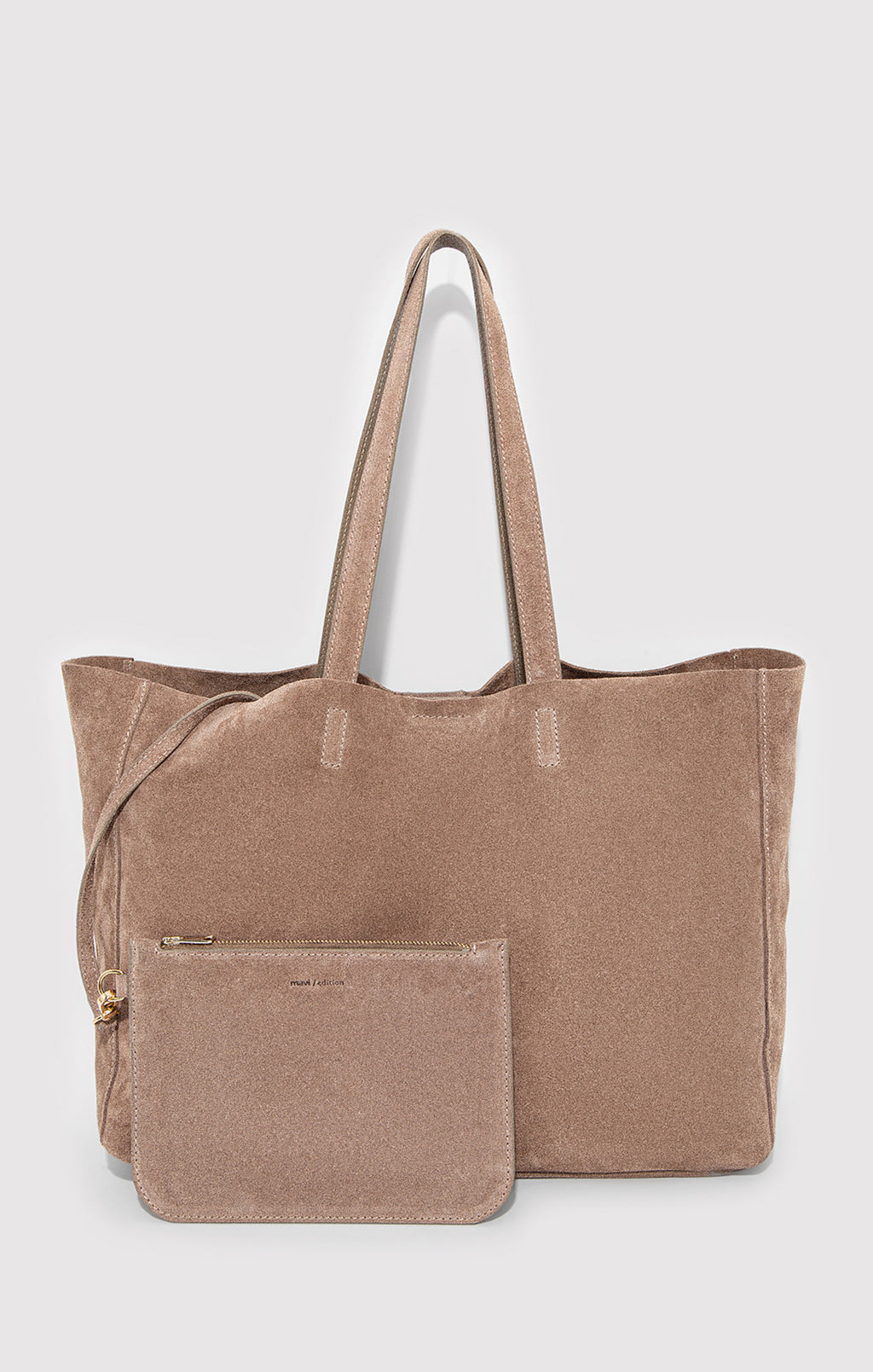 SUEDE SHOPPER BAG IN SILVER MINK