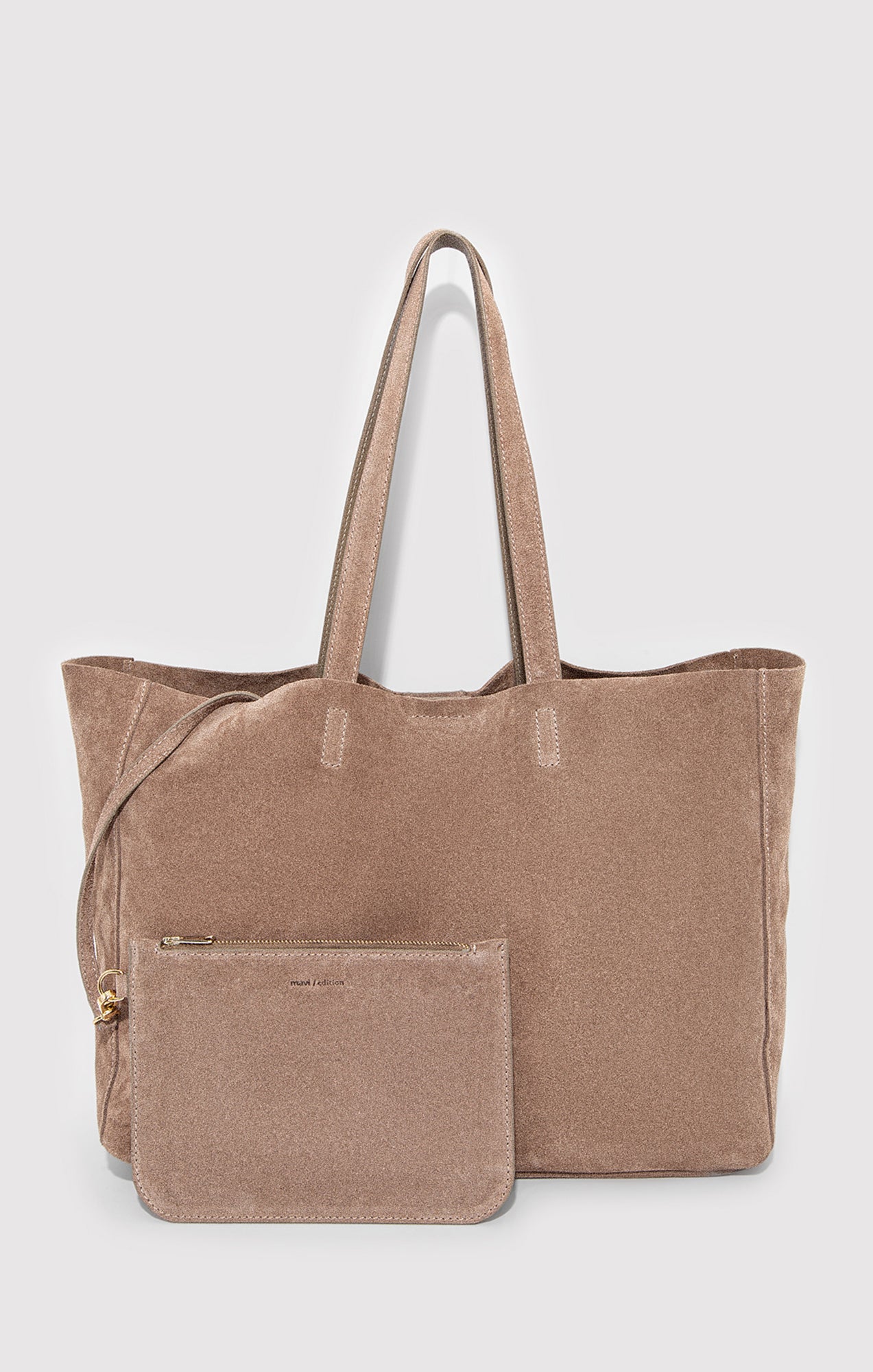 SUEDE SHOPPER BAG IN SILVER MINK