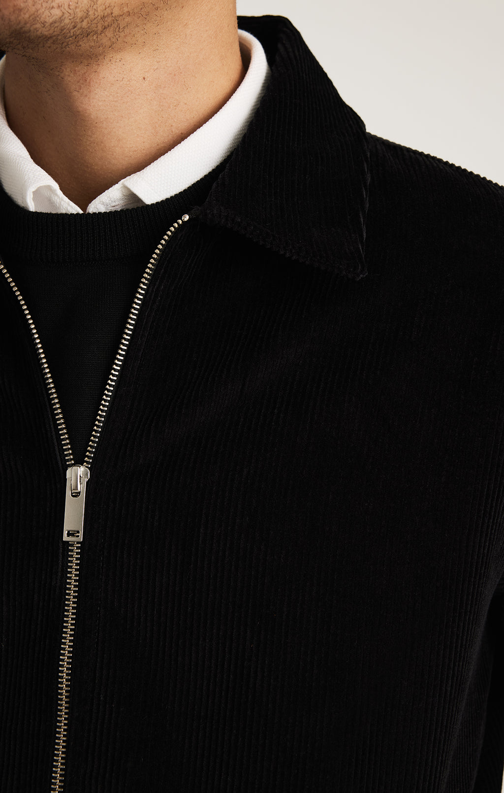 FULL ZIP OVERSHIRT IN BLACK