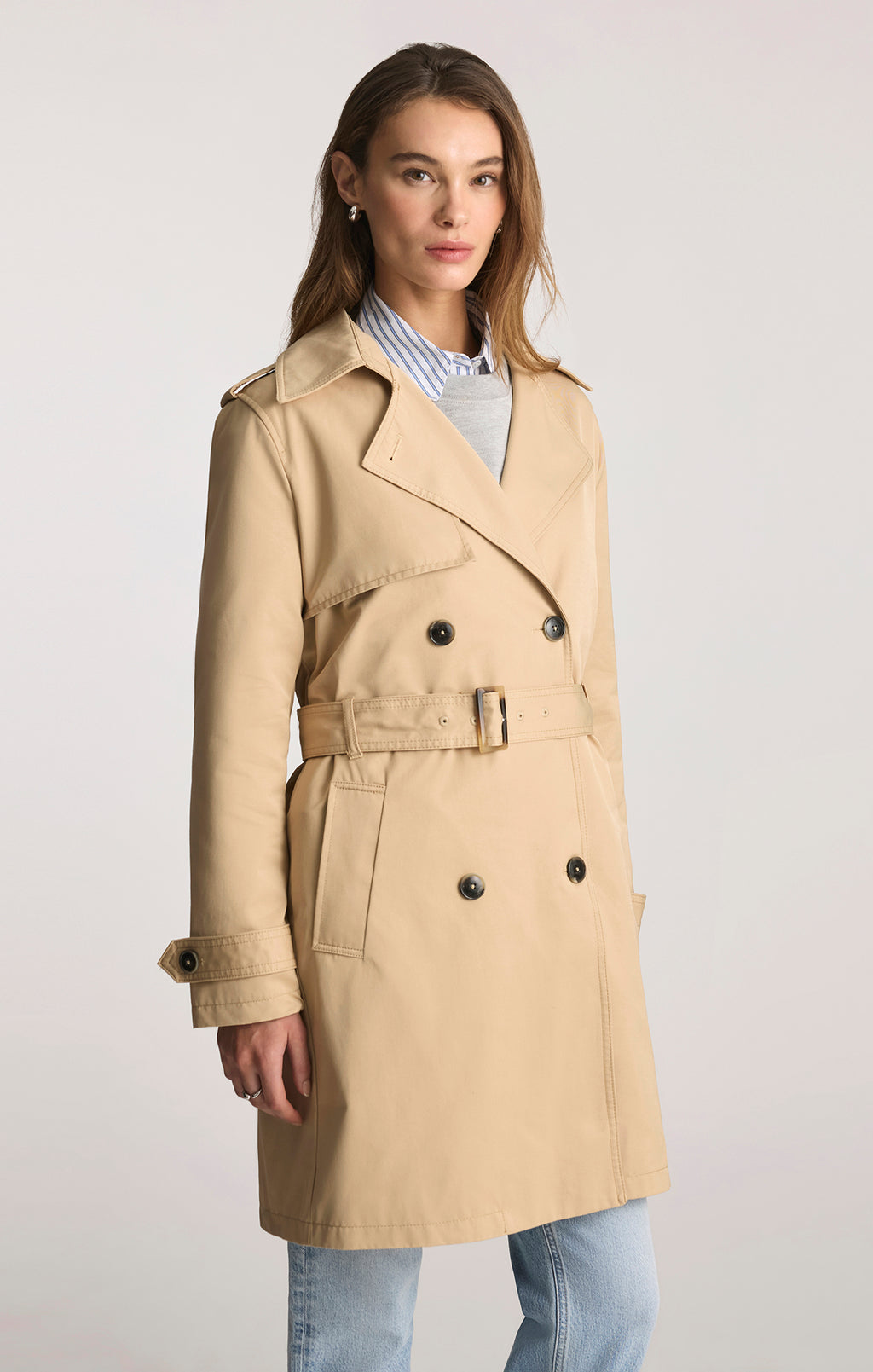 BELTED TRENCH COAT IN CURDS AND WHEY - Mavi Jeans