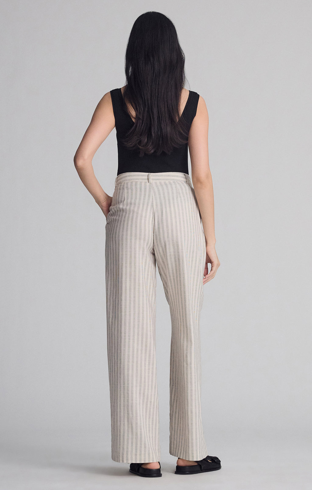 WOVEN BUTTON PANTS IN BLACK STRIPE - Mavi Jeans