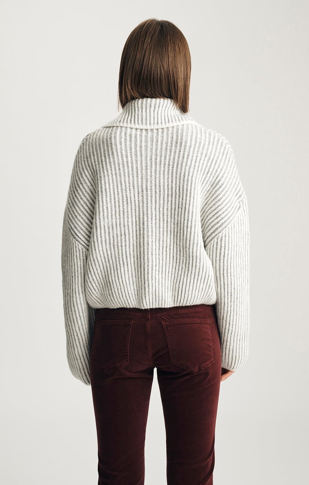 ZIP DETAIL SWEATER IN ANTIQUE WHITE STRIPE