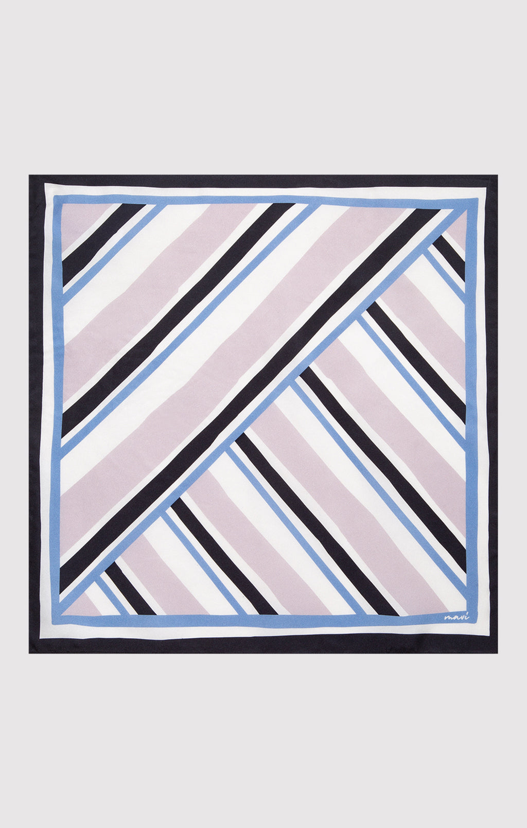 SMALL SILK DOUBLE STRIPED BANDANA IN NAVY BLUE STRIPE - Mavi Jeans
