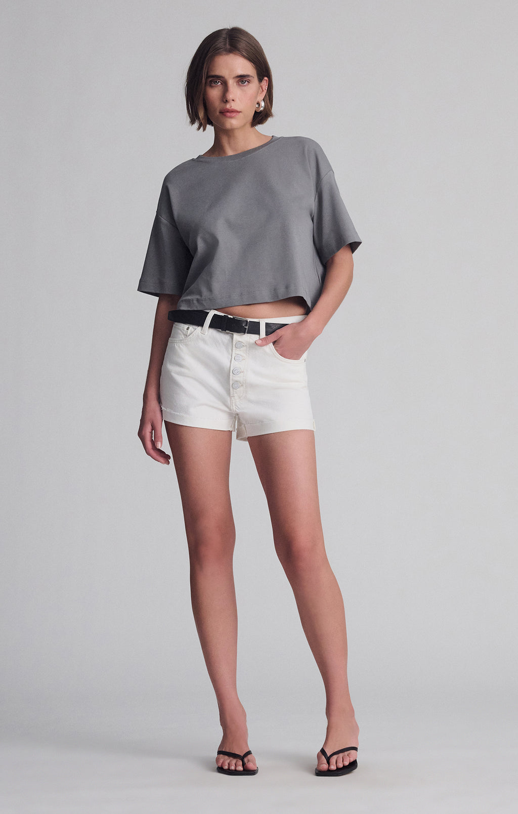 SPORTY LUXE CREW NECK T-SHIRT IN SILENT STORM - Mavi Jeans
