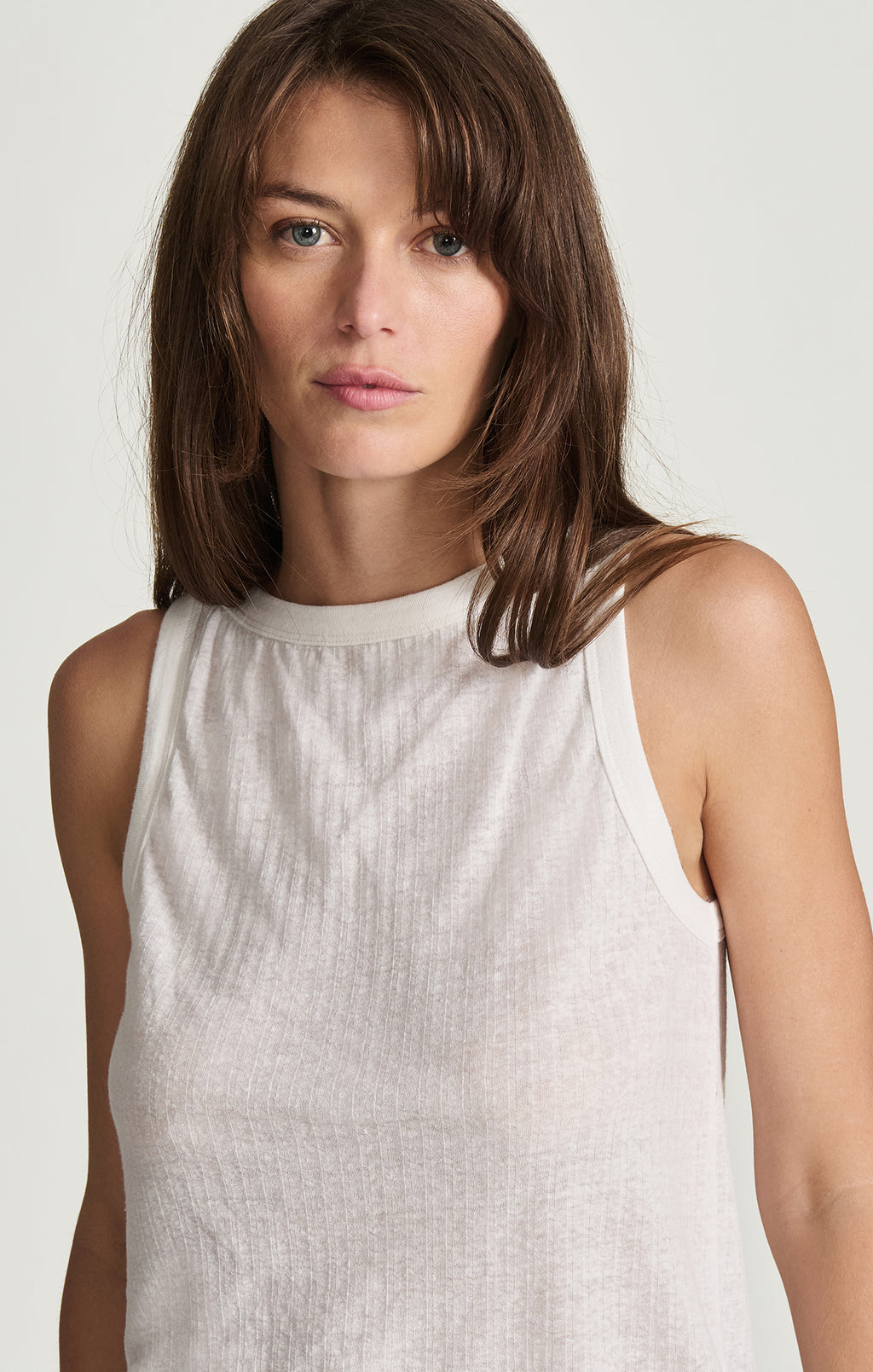 TRUE HEMP BOAT NECK TANK TOP IN WHITE - Mavi Jeans