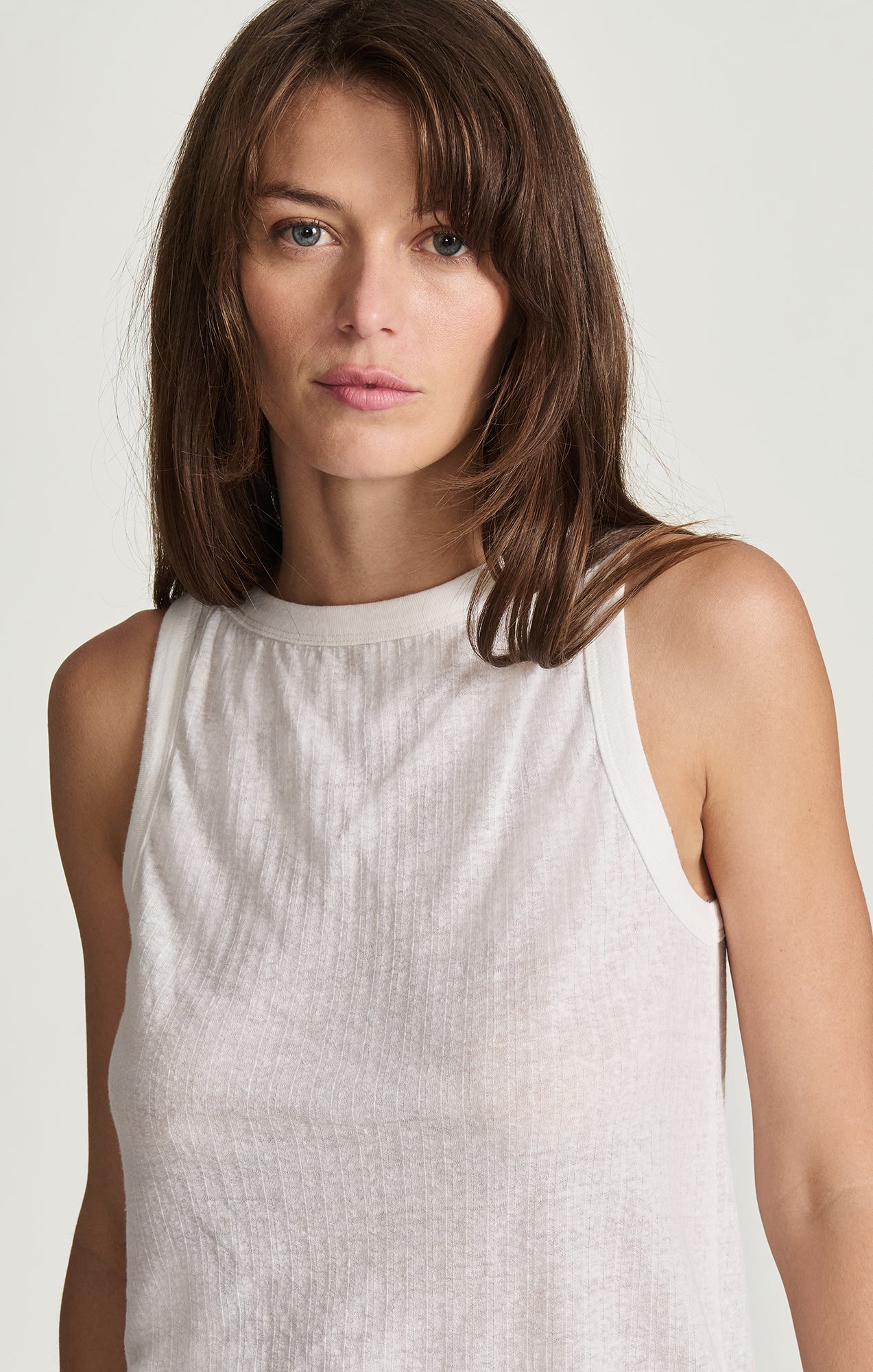 TRUE HEMP BOAT NECK TANK TOP IN WHITE - Mavi Jeans