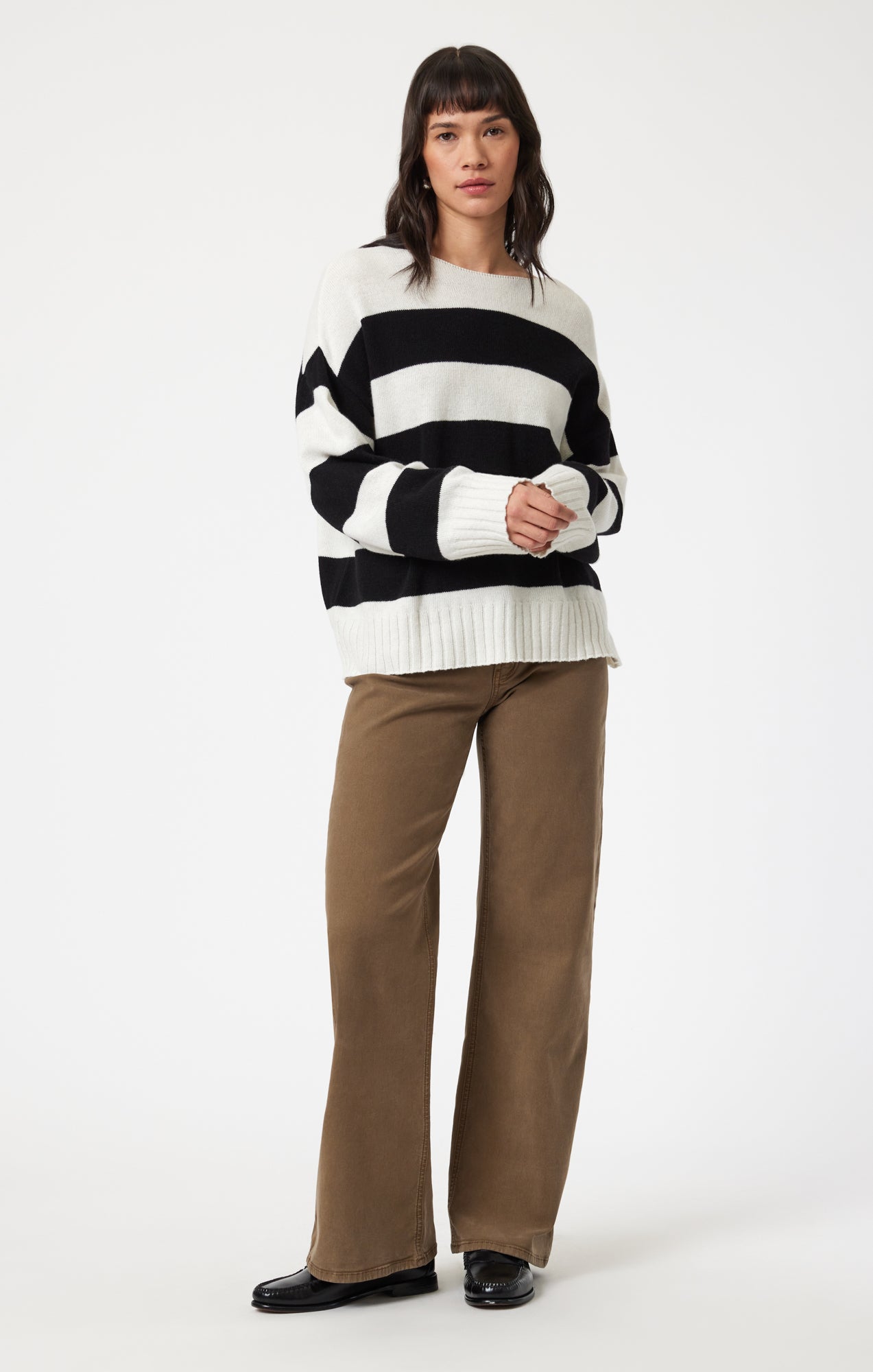BOAT NECK SWEATER IN BLACK STRIPE - Mavi Jeans
