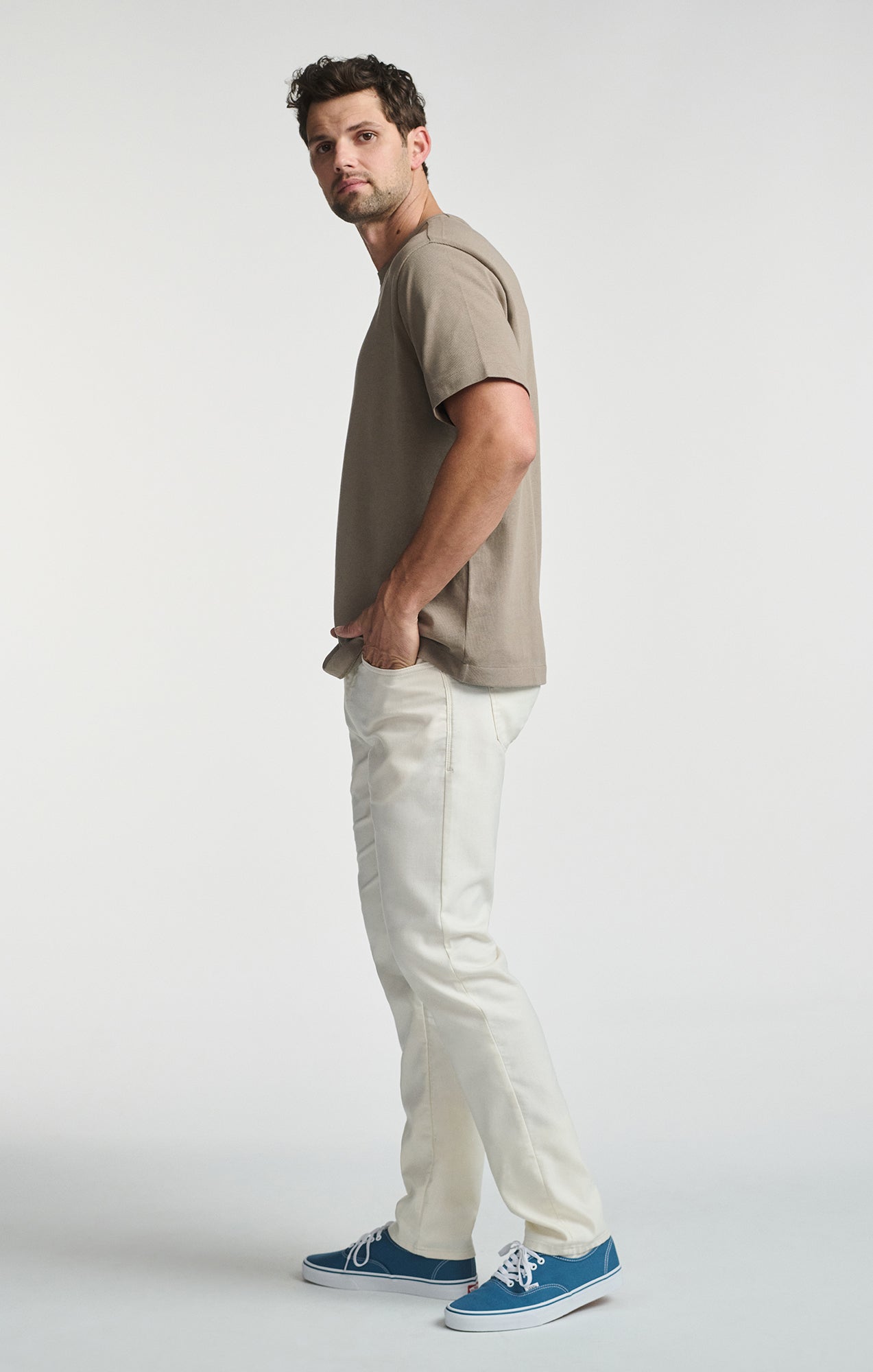 SHORT SLEEVE CREW NECK T-SHIRT IN BRINDLE - Mavi Jeans
