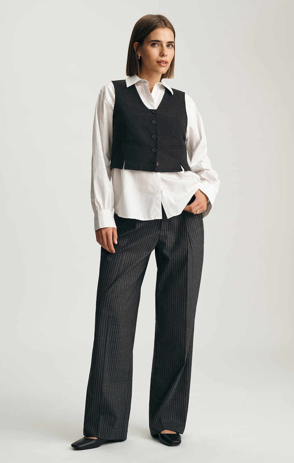 EDITION BUTTON-UP VEST IN ANTRASIT MELANGE