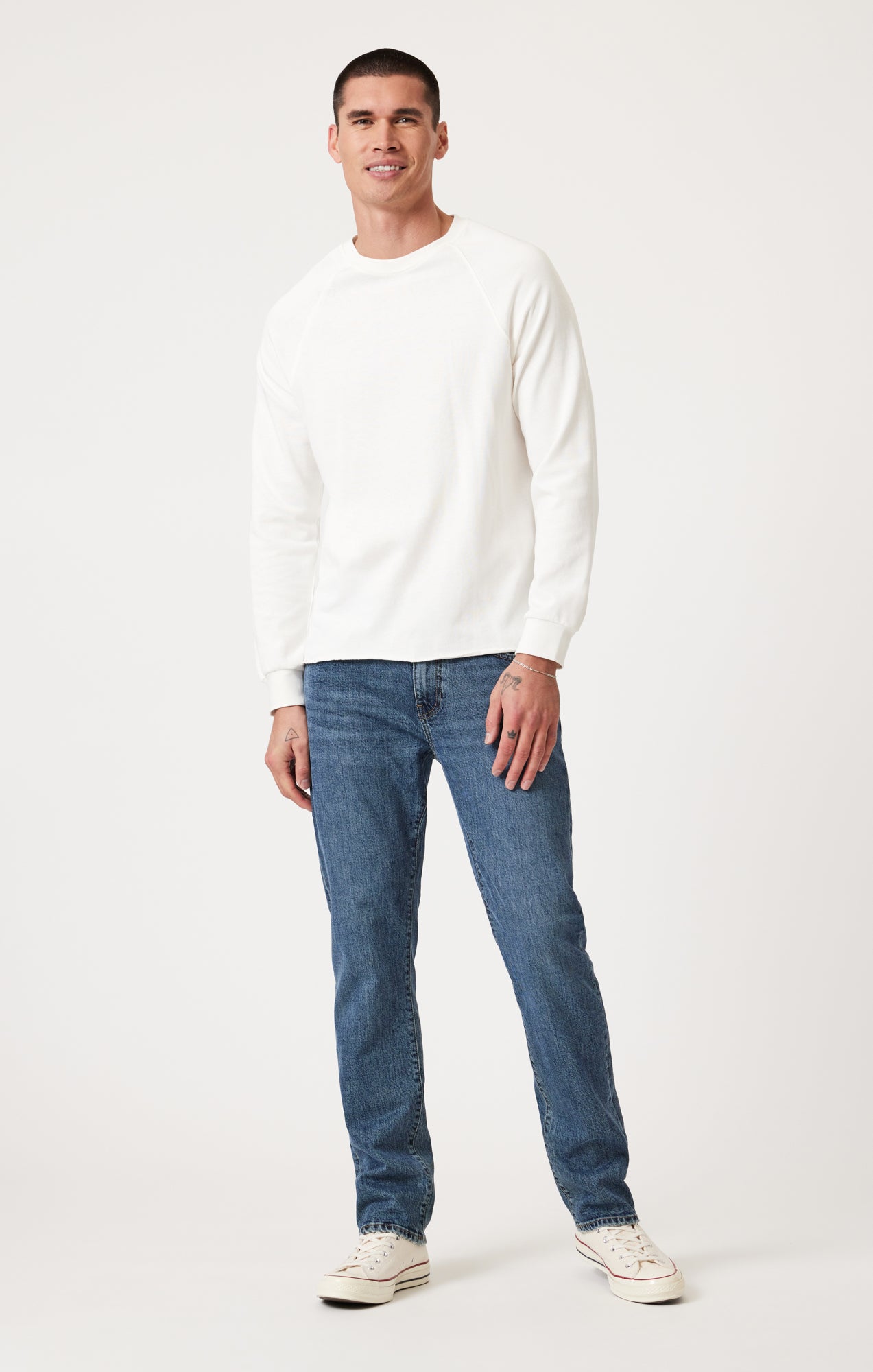 JERSEY LONG SLEEVE T-SHIRT IN ANTIQUE WHITE - Mavi Jeans