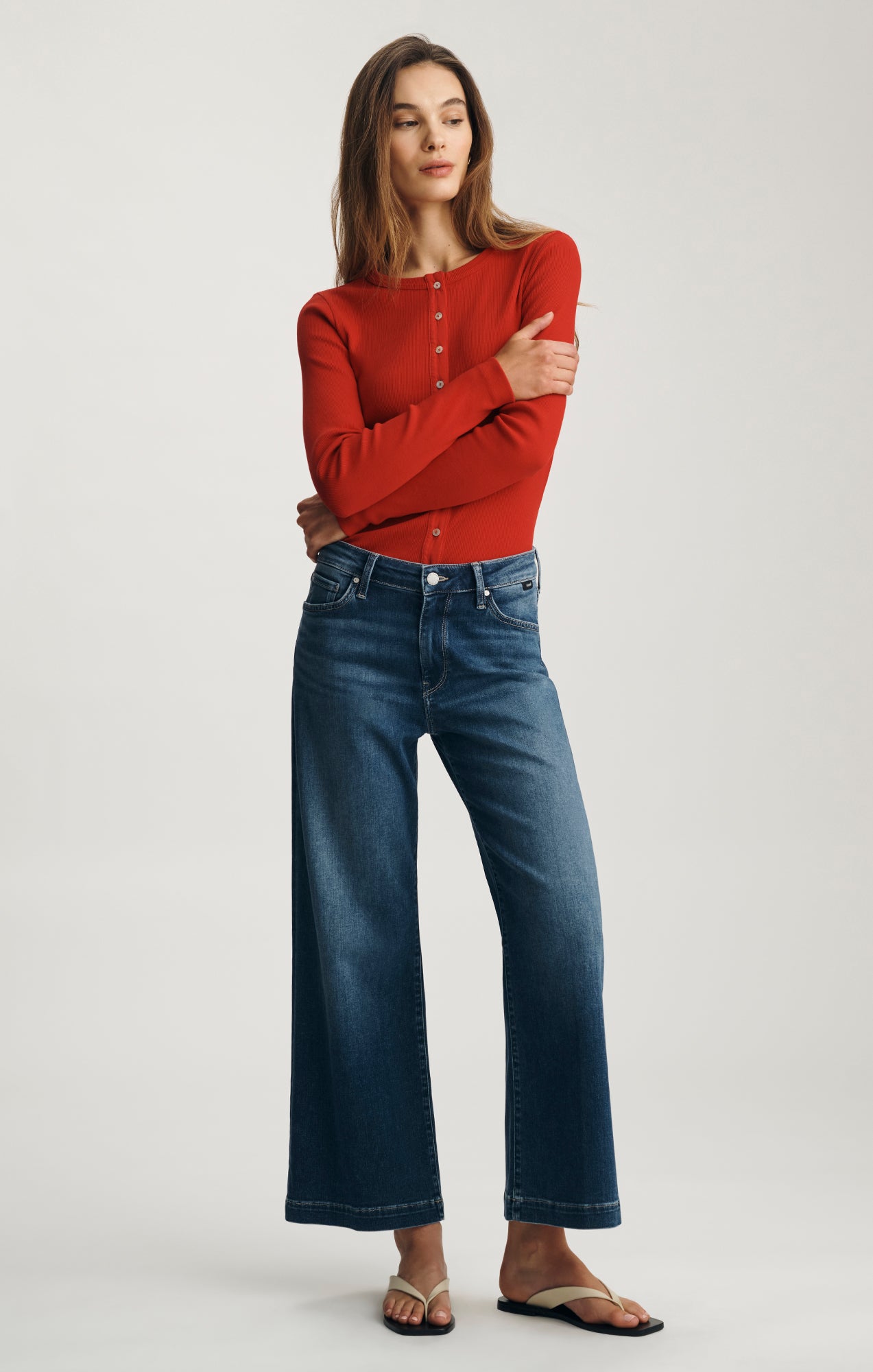 PALOMA WIDE LEG IN DARK BRUSHED FEATHER LUXE - Mavi Jeans