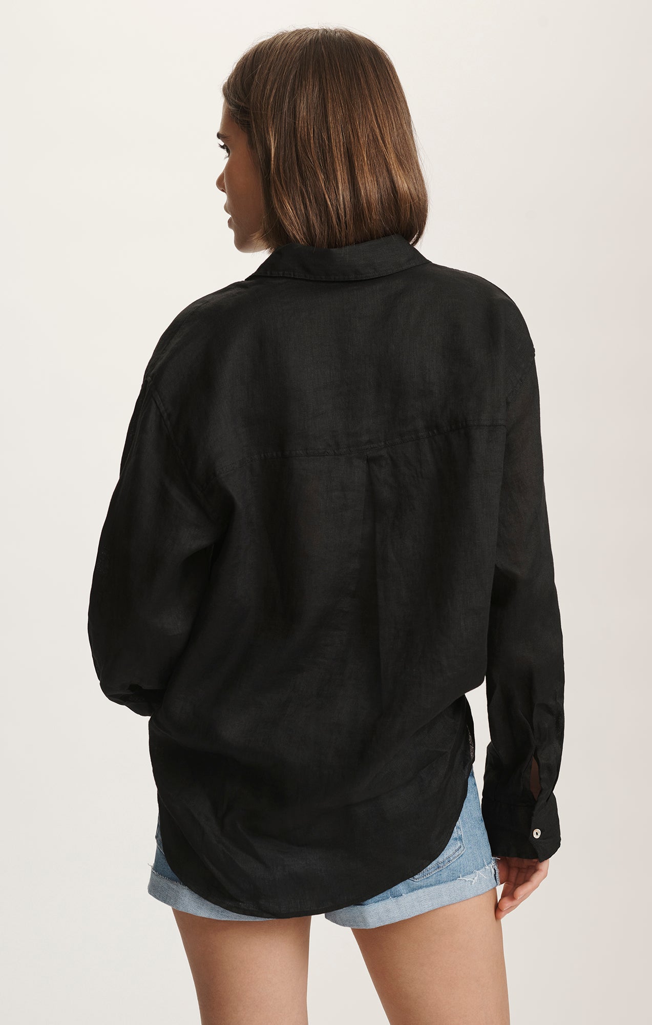 LINEN BUTTON-UP SHIRT IN BLACK - Mavi Jeans