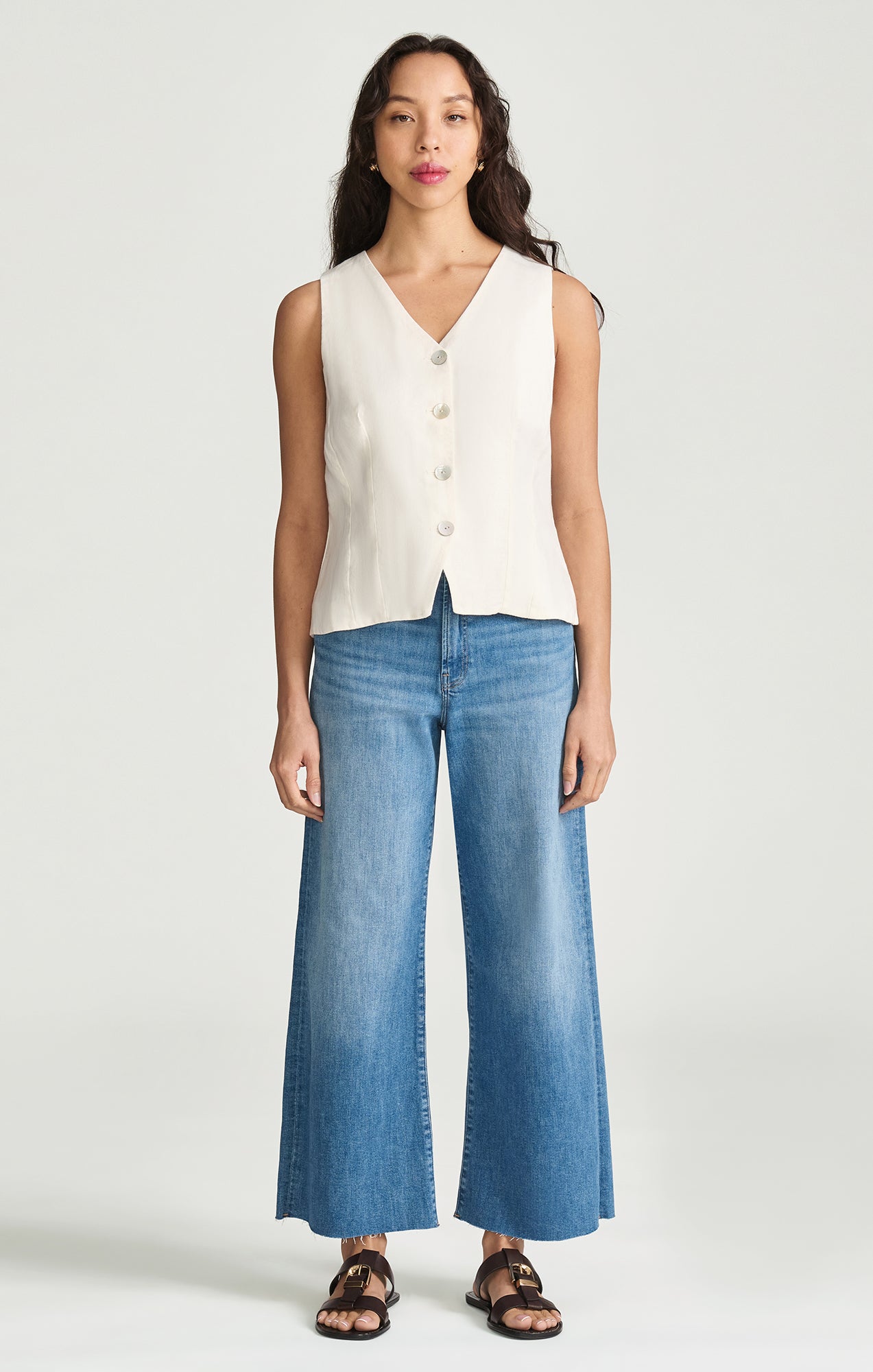 PALOMA CROPPED WIDE LEG IN MID BRUSHED FLEX BLUE - Mavi Jeans
