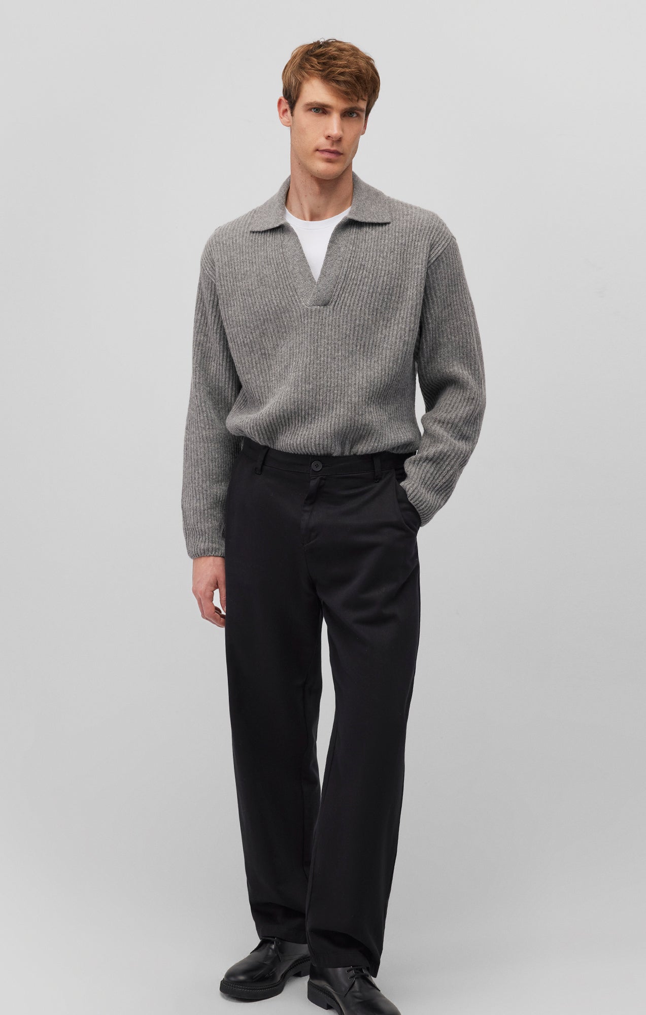 Mavi Men's Polo Collar Sweater In Grey Melange – Mavi Jeans