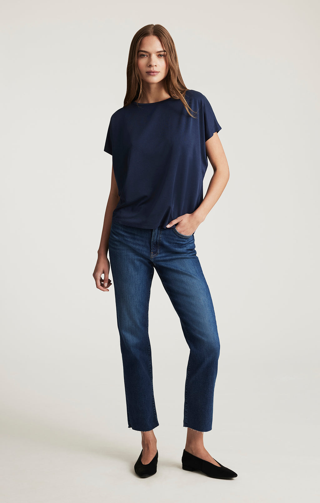 NEW YORK STRAIGHT LEG IN DARK BRUSHED FLEX BLUE - Mavi Jeans