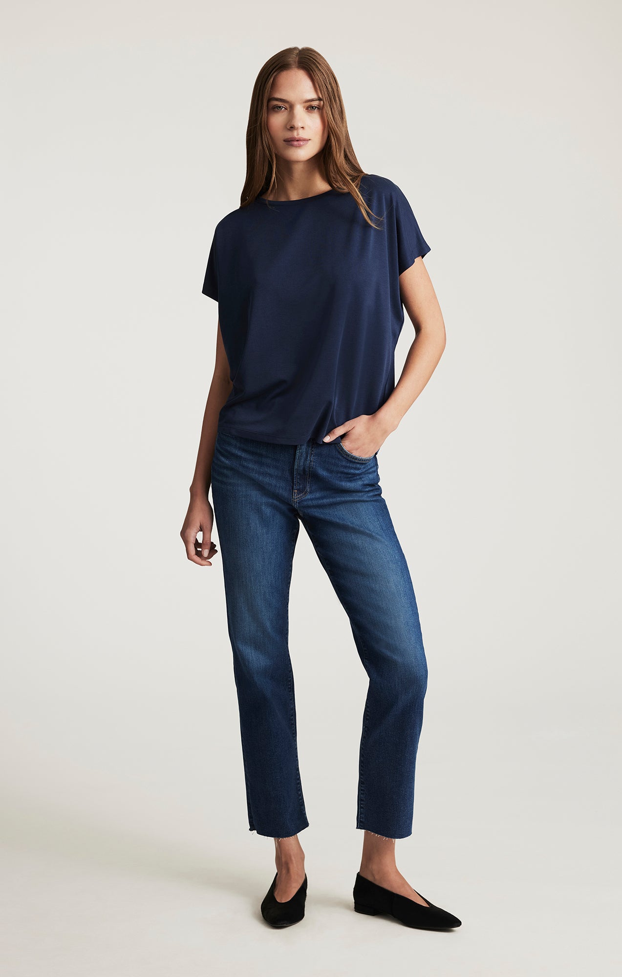NEW YORK STRAIGHT LEG IN DARK BRUSHED FLEX BLUE - Mavi Jeans