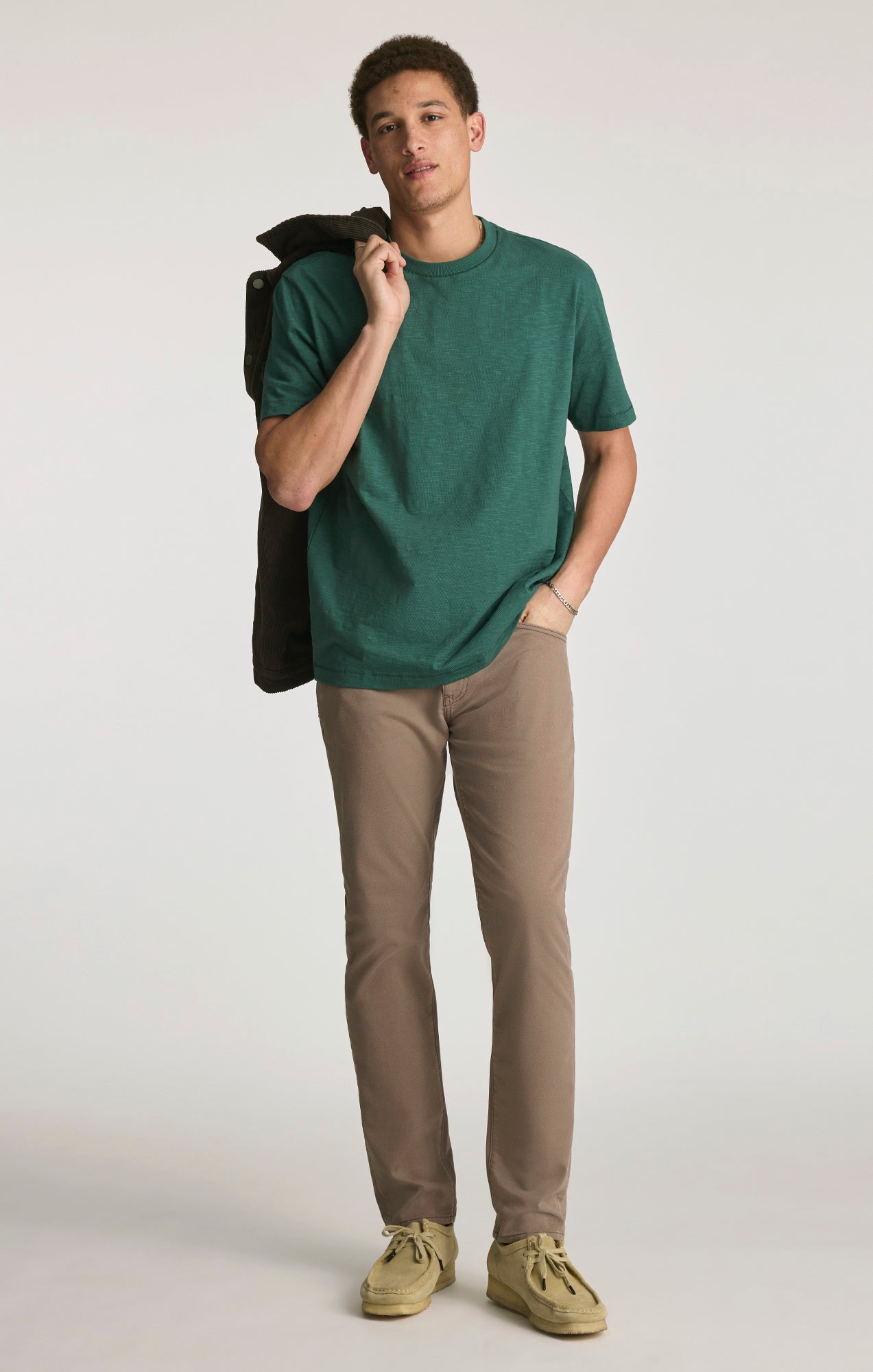 SLUB CREW NECK T-SHIRT IN BISTRO GREEN - Mavi Jeans
