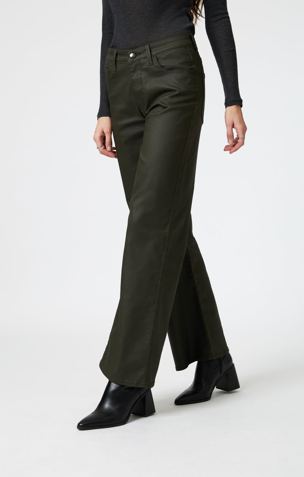ALENA WIDE LEG IN DARK OLIVE COATED - Mavi Jeans