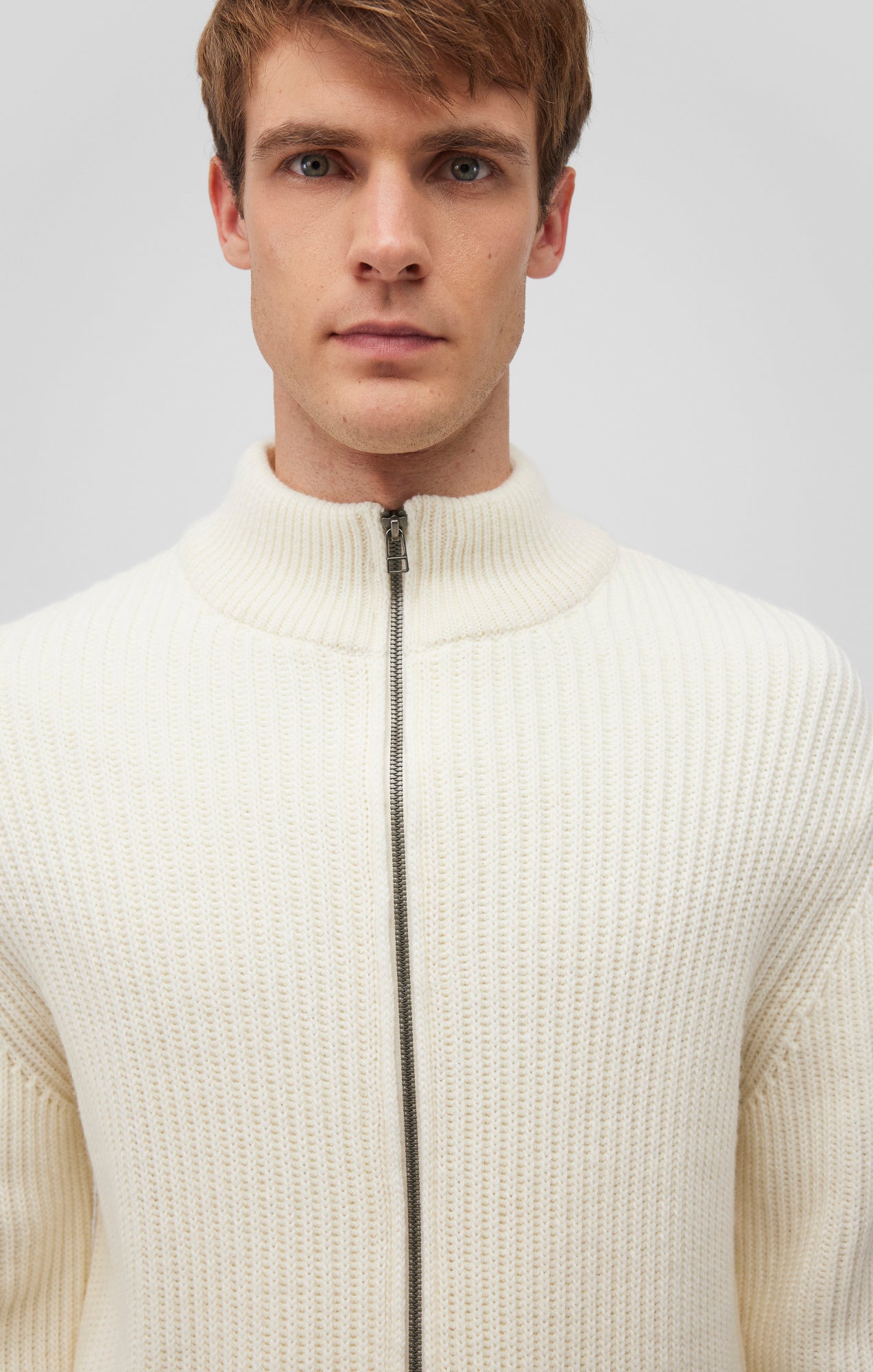 ZIP-UP CARDIGAN IN ALMOND MILK - Mavi Jeans