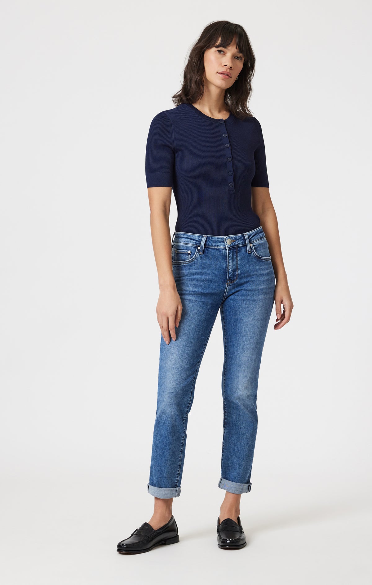 EMMA SLIM BOYFRIEND IN MID BRUSHED TRIBECA - Mavi Jeans