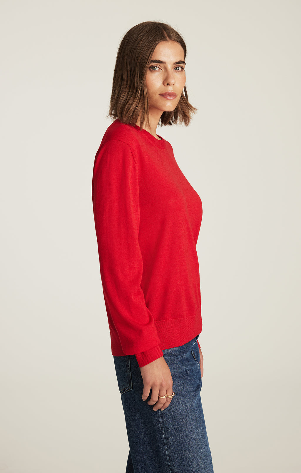 EDITION MERINO WOOL CREW NECK SWEATER IN RIO RED