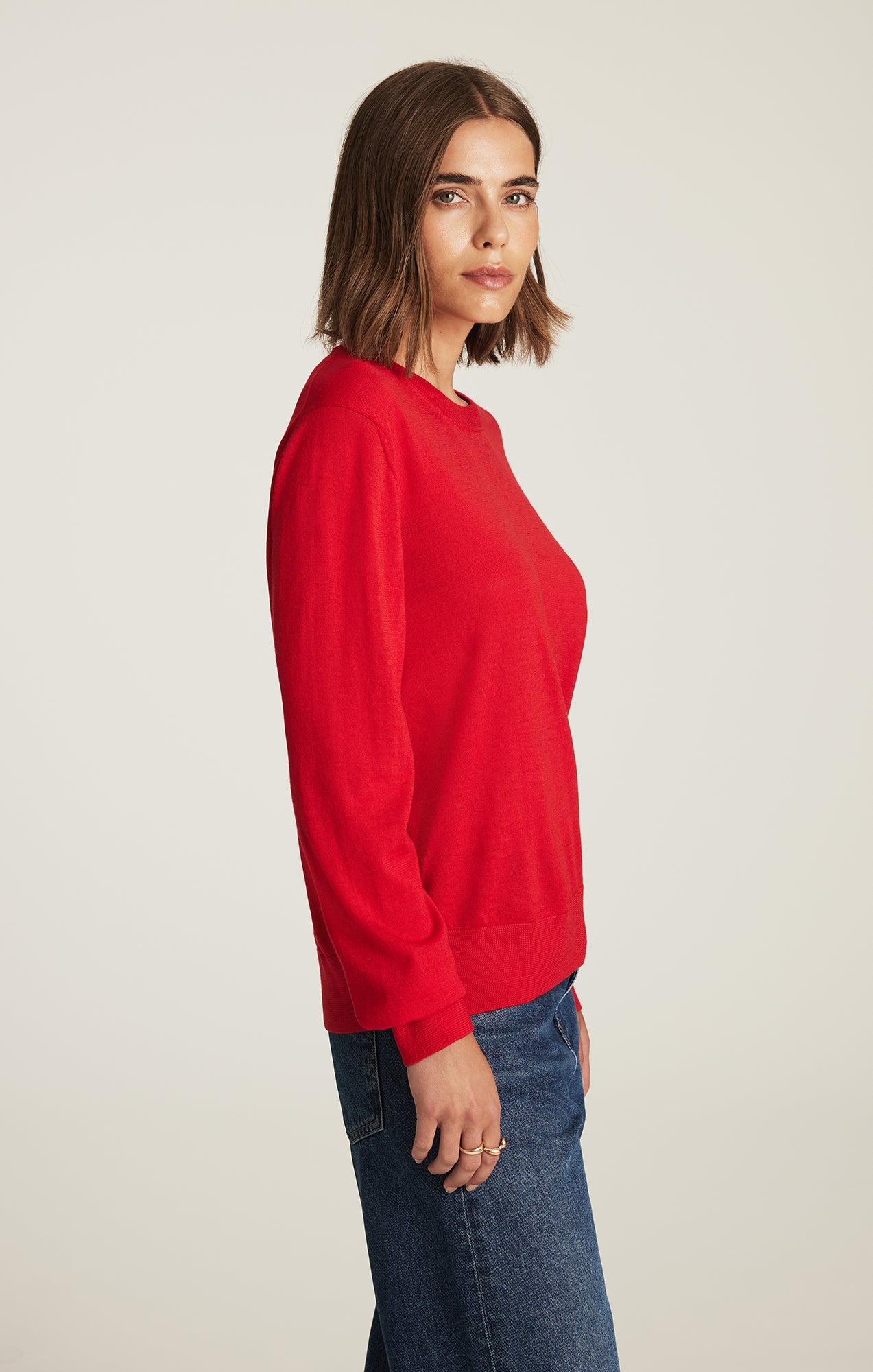 EDITION MERINO WOOL CREW NECK SWEATER IN RIO RED